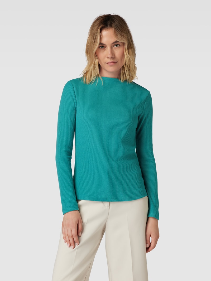 Longsleeve in Ripp-Optik in petrol