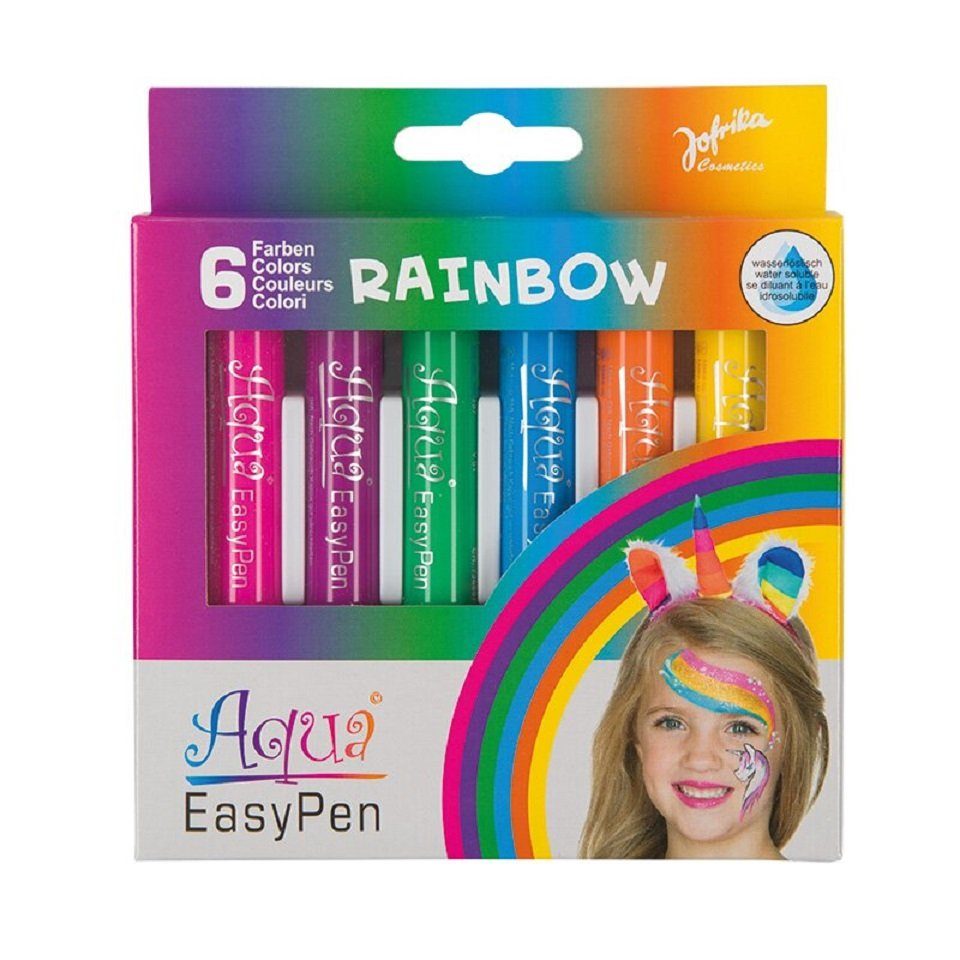 jofrika Schmink-Set Jofrika 708797 Aqua Easy Pen Box Rainbow - 6 Schminkstifte, Aqua Easy Pen Schminkstifte sind auf Wasserbasis hergestellt, somit nicht fettend, hautfreundlich und nach dem Trocknen wischfest. Die Schminke ist leicht und unkomplizie