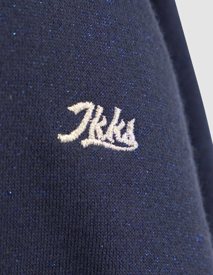 Robe sweat marine molleton pailleté à capuche fille