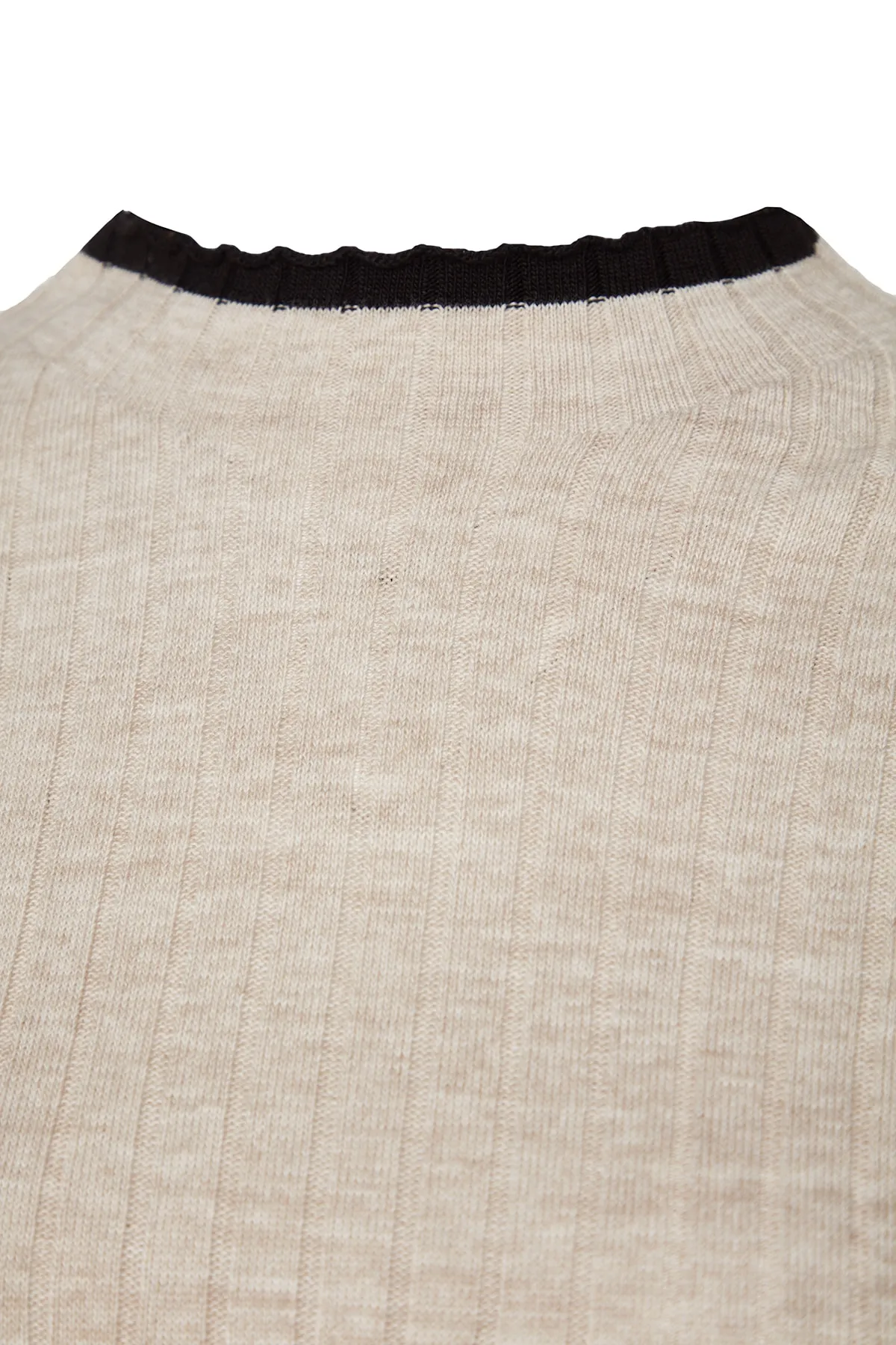 Trendyol Curve  Beige gestreifter, detaillierter Strickpullover