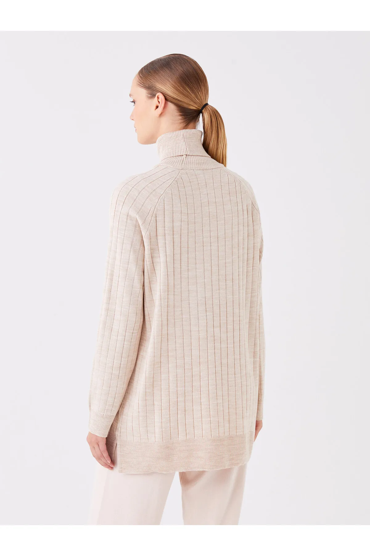 LC Waikiki  Rollkragenpullover, einfarbig, langärmelig, Damen-Stricktunika