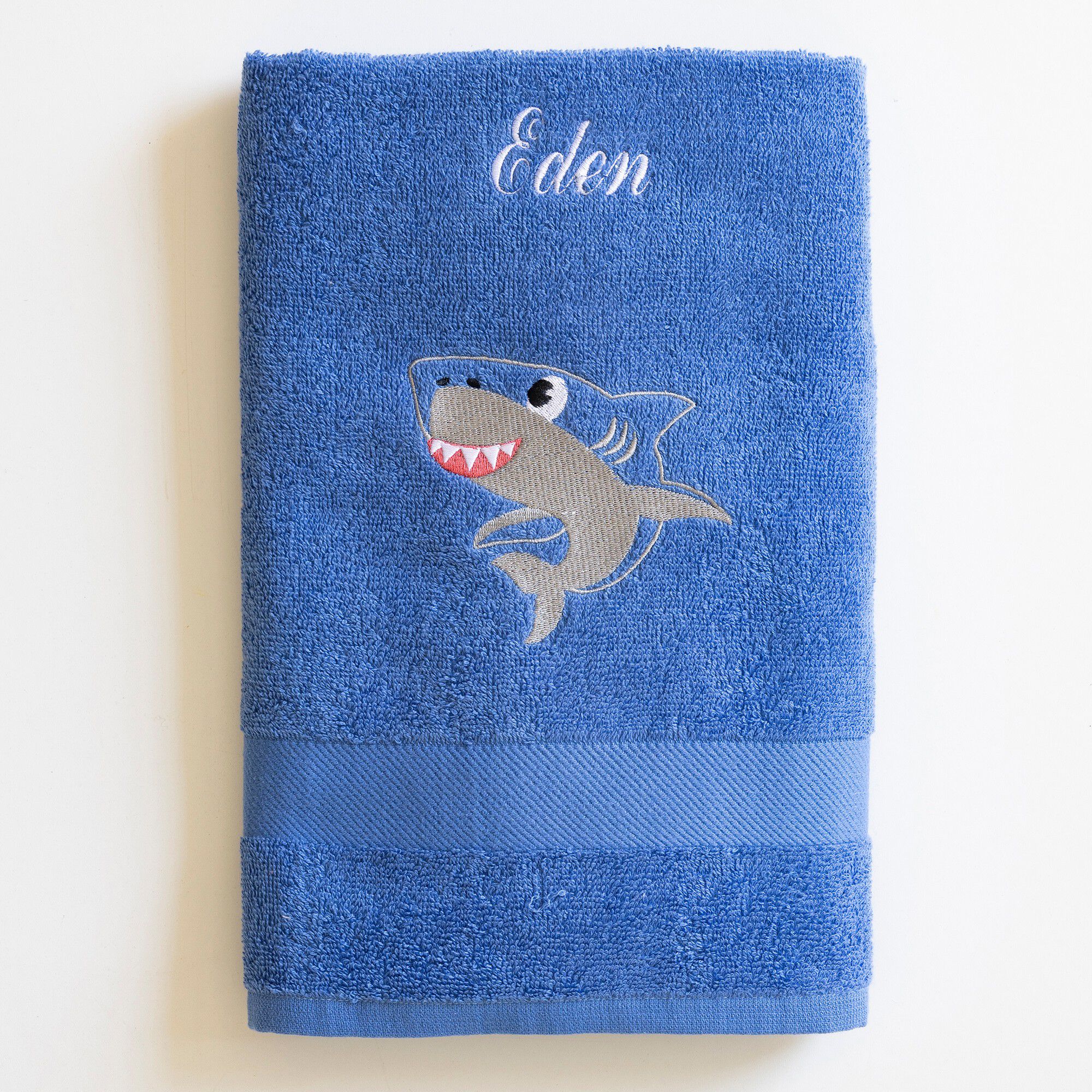 Collection éponge enfant brodée personnalisable requin coton