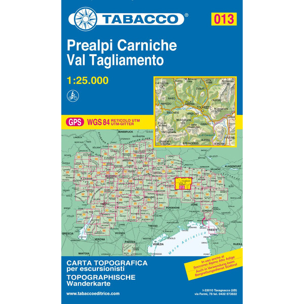 TABACCO WANDERN 1 : 25 000 PREALPI CARNICHE / VAL TAGLIAMENT - Wanderkarte