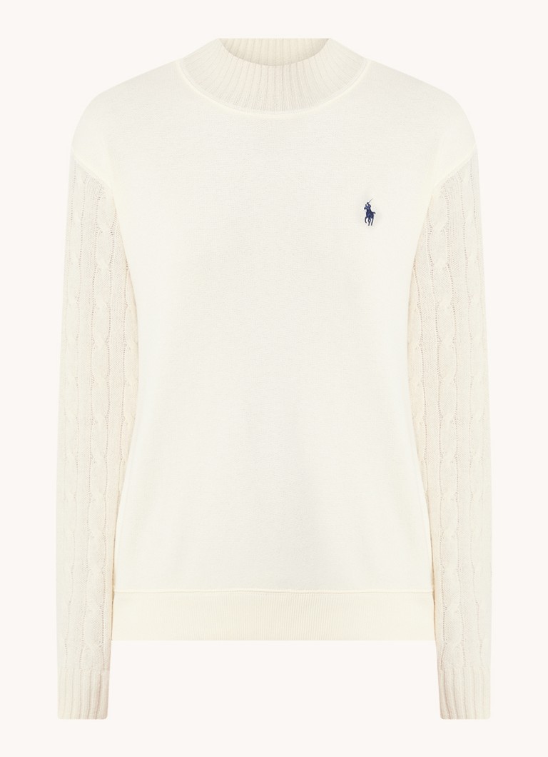 Pulover tricotat cu împletitură din amestec de cașmir cu logo Ralph Lauren
