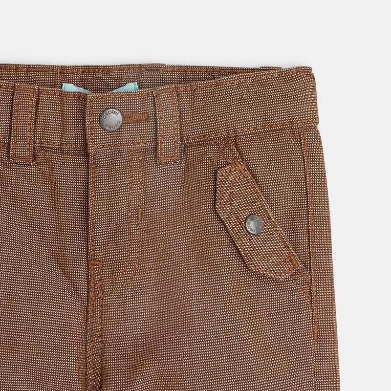 Pantalon coton fantaisie à bretelles marron bébé garçon