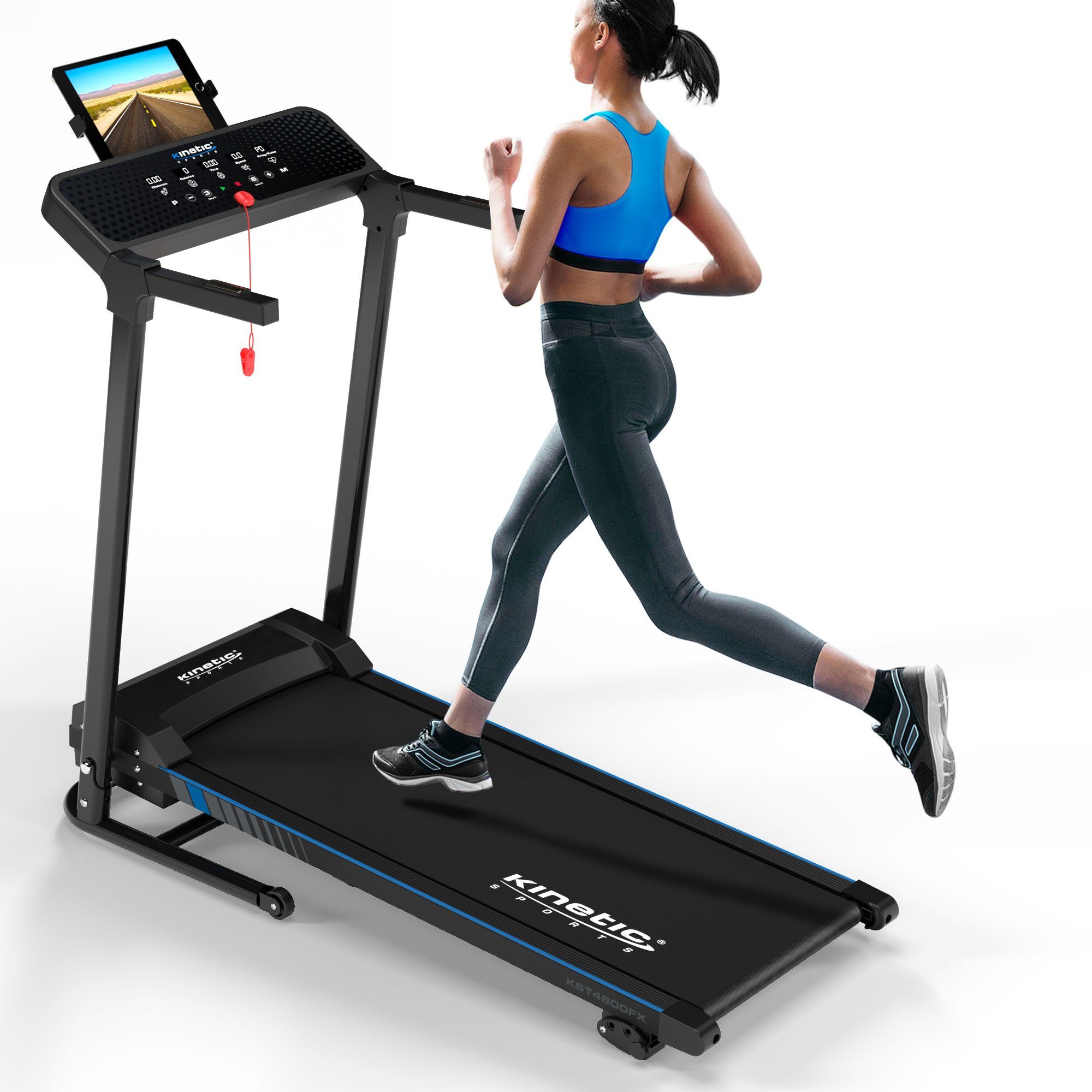 Kinetic Sports Laufband KST4600FX, 40 cm breite Lauffläche, LCD Display, 1100 Watt Motor, bis 12 km/h