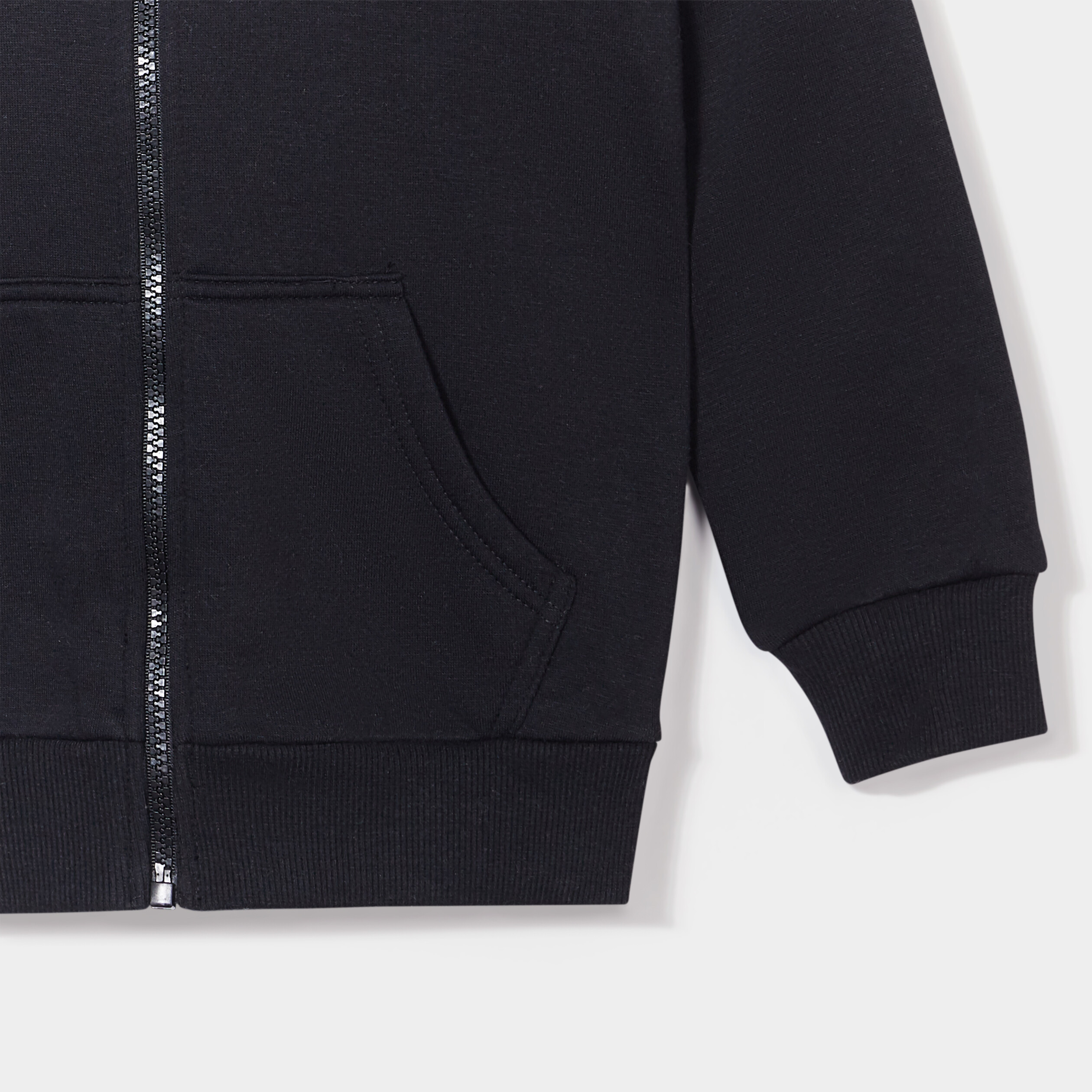 Sweat zippé molletonné à capuche noir garçon | La Halle