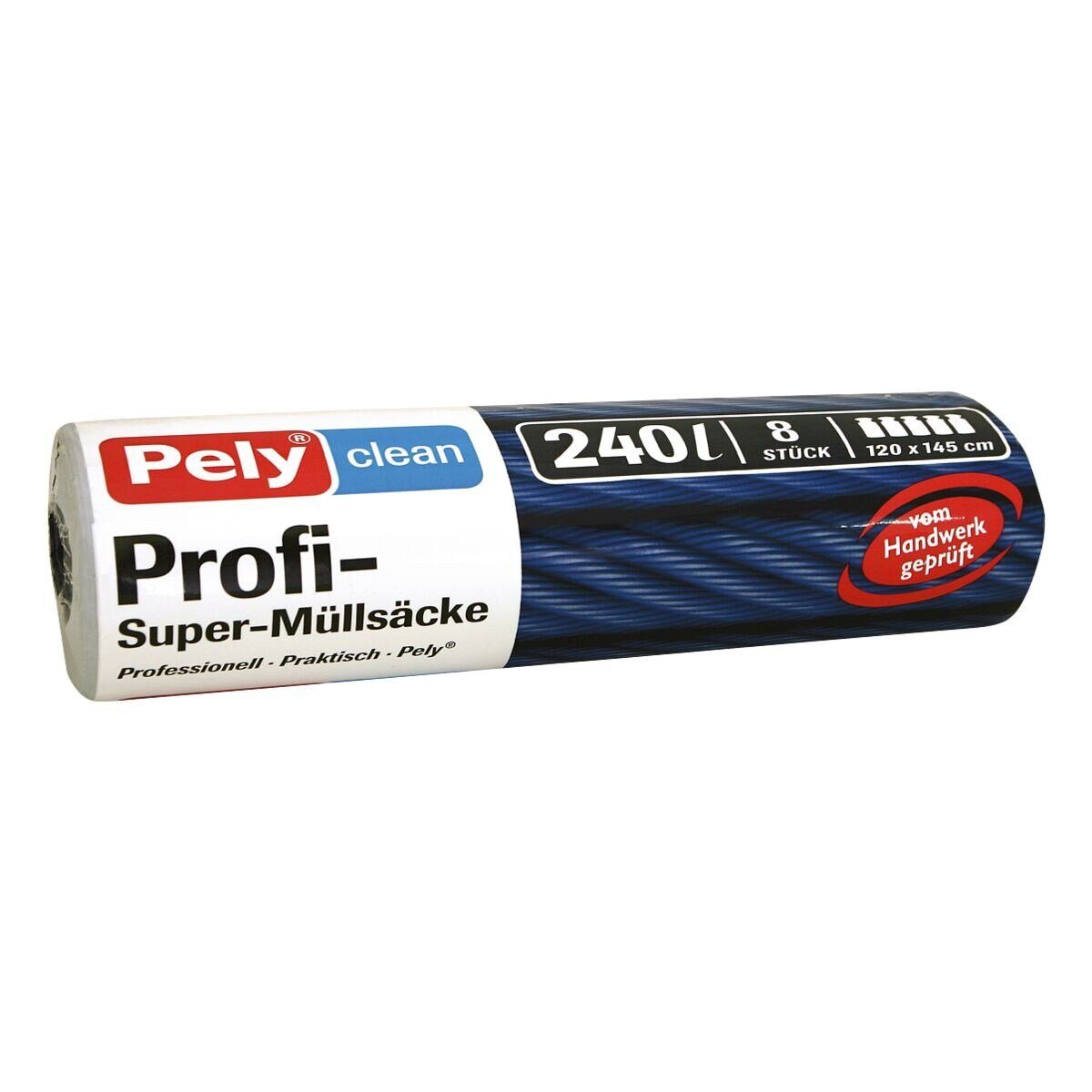 PELY Müllbeutel, 8 Stück/Rolle, Schwerlast-Müllsäcke 240 Liter, blau, 50 µm