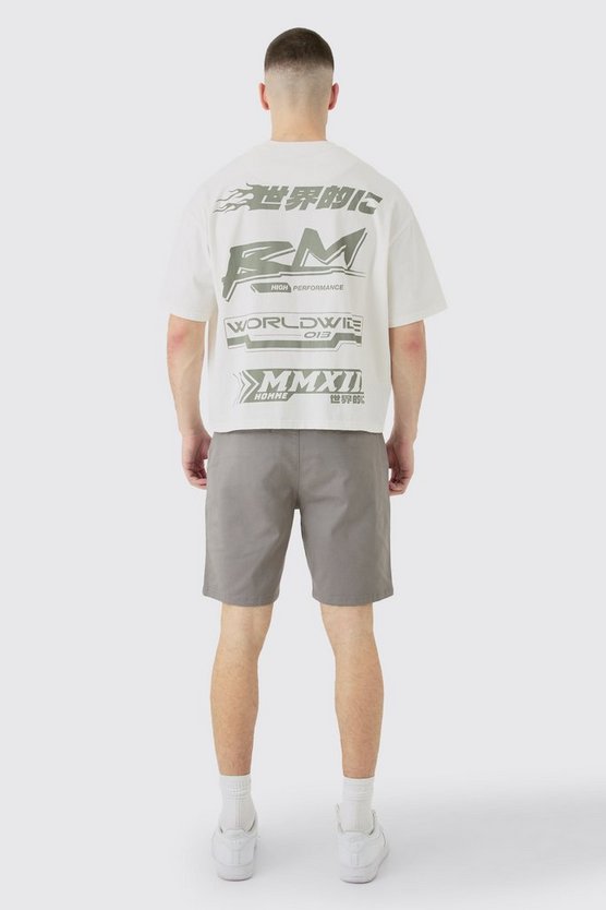 Tall Slim-Fit Chino-Shorts in Grau