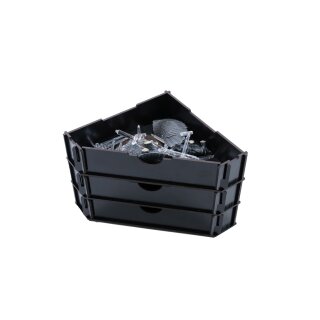 Black Paint Rack: Endstück mit Schubladen