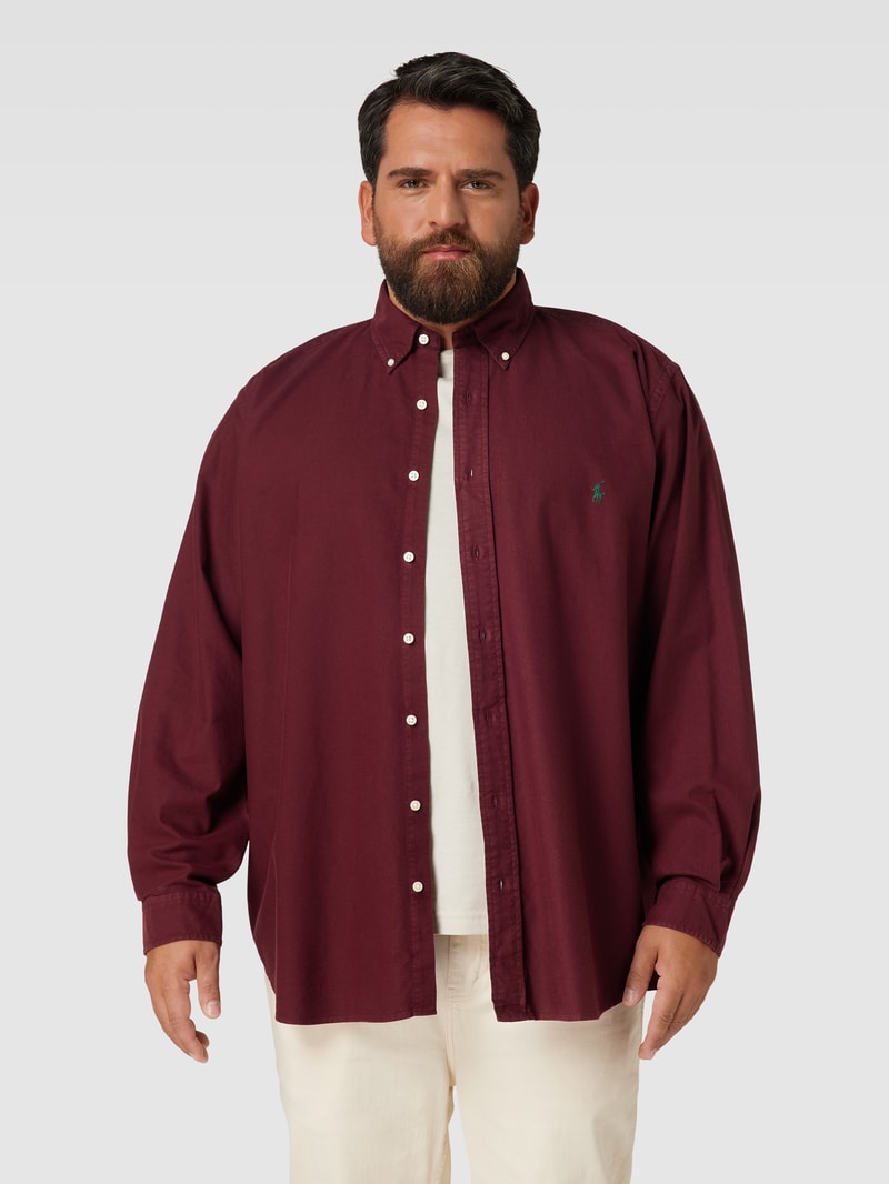 PLUS SIZE Freizeithemd mit Label-Stitching in bordeaux rot