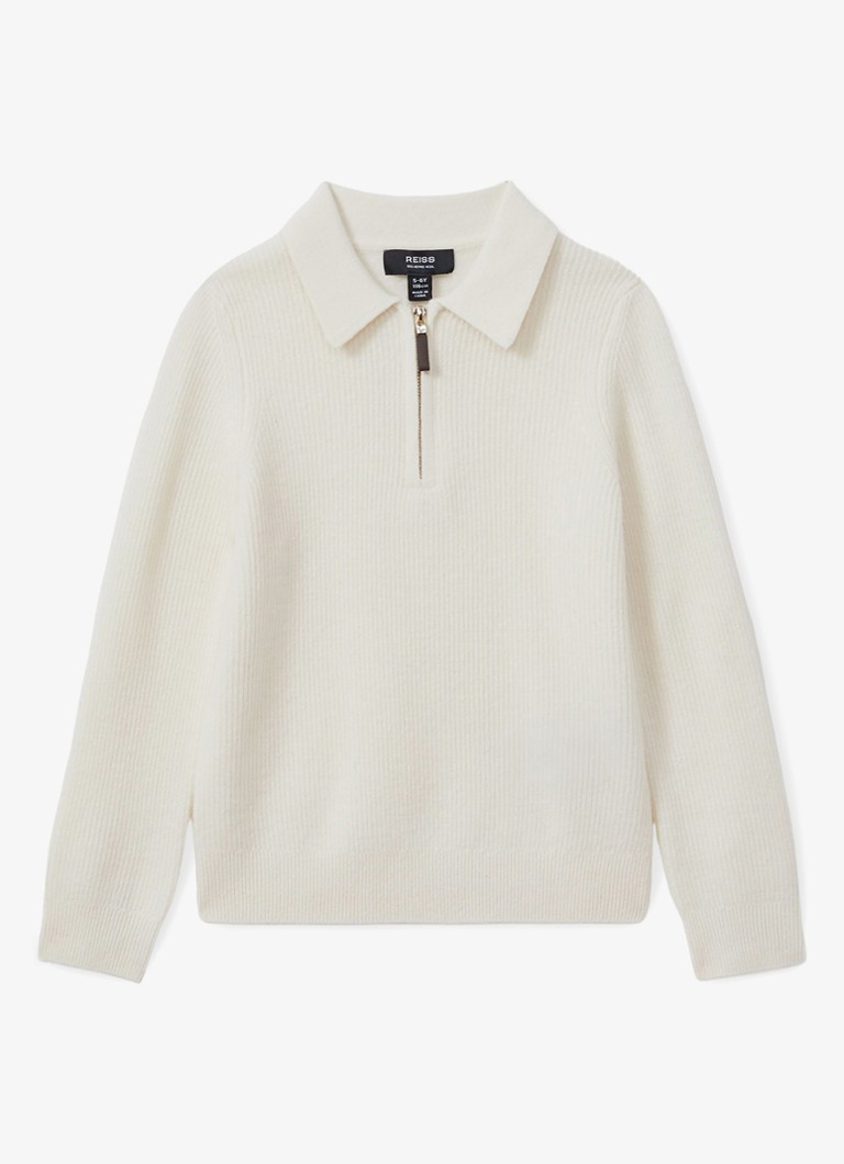 Reiss Regis fine-knit wool sweater with half zip