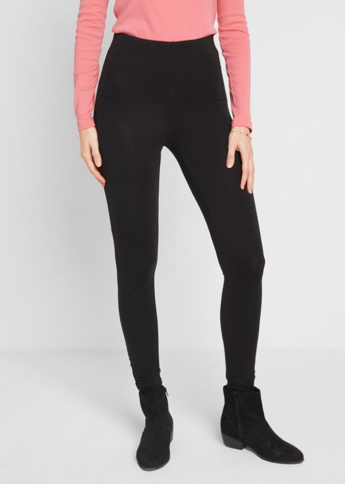 Baumwoll-Leggings mit breitem Bequembund und Raffungsdetail