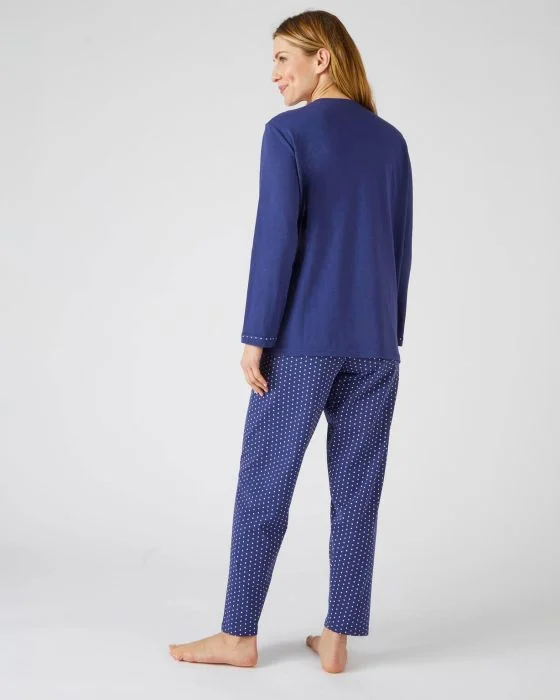 Pyjama-tunique en pur coton peigné, manches longues