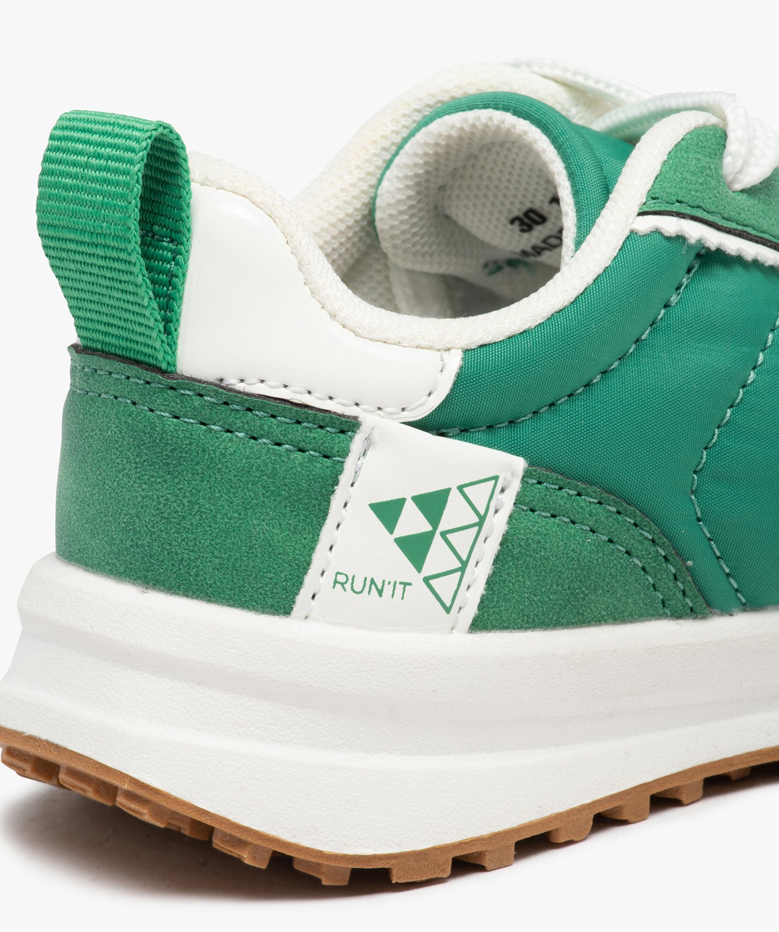 Baskets Garçon unies style retro running à lacets vert | GEMO
