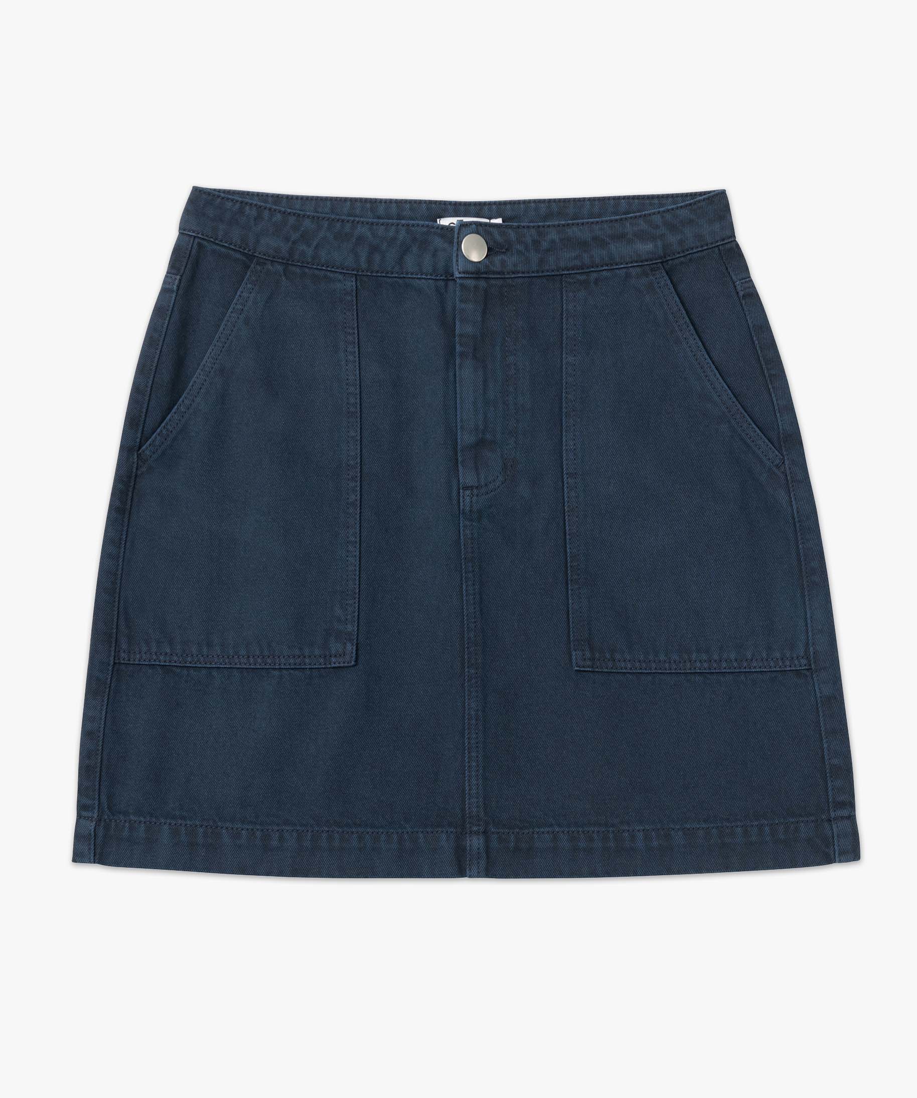 Jupe femme en toile de coton avec poches plaquées  marine | GEMO