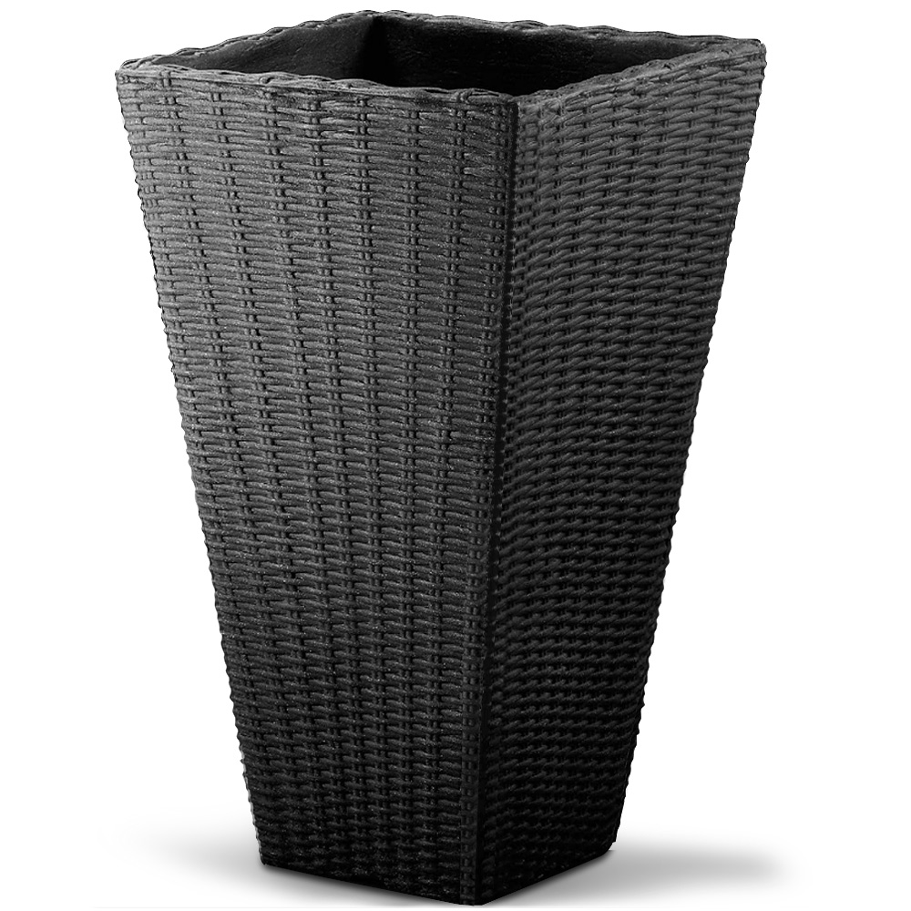 DEUBA Blumentopf Anthrazit Polyrattan-Optik 70x40x40cm