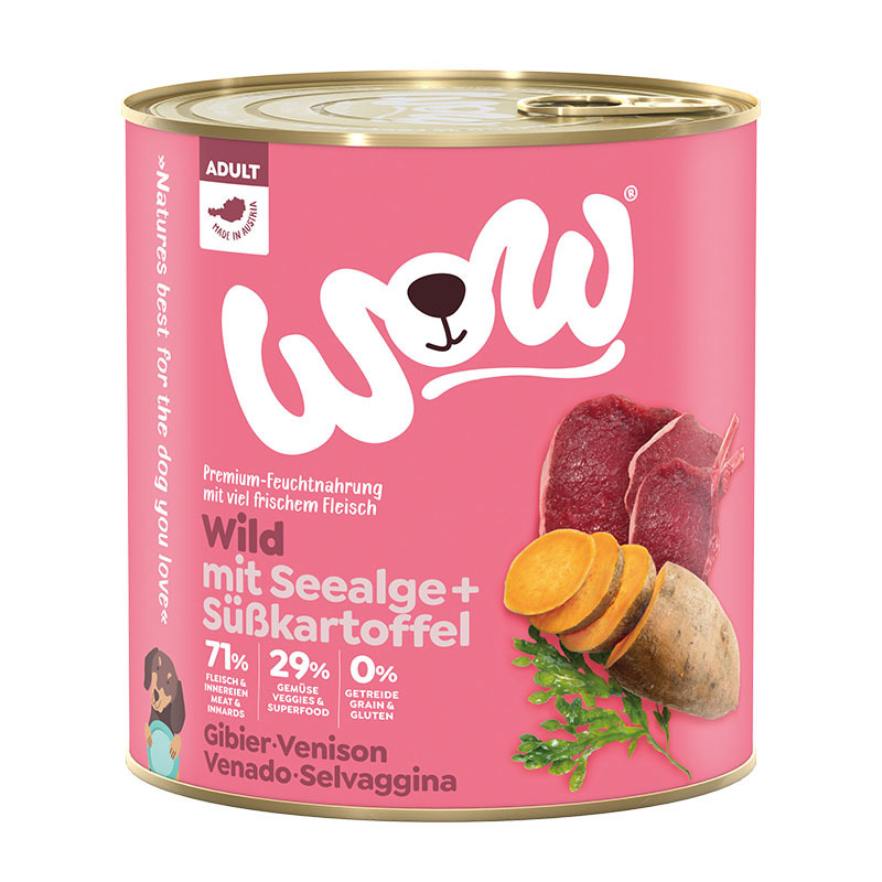 WOW Hundenassfutter WOW Adult 6x800g Wild mit Seealge
