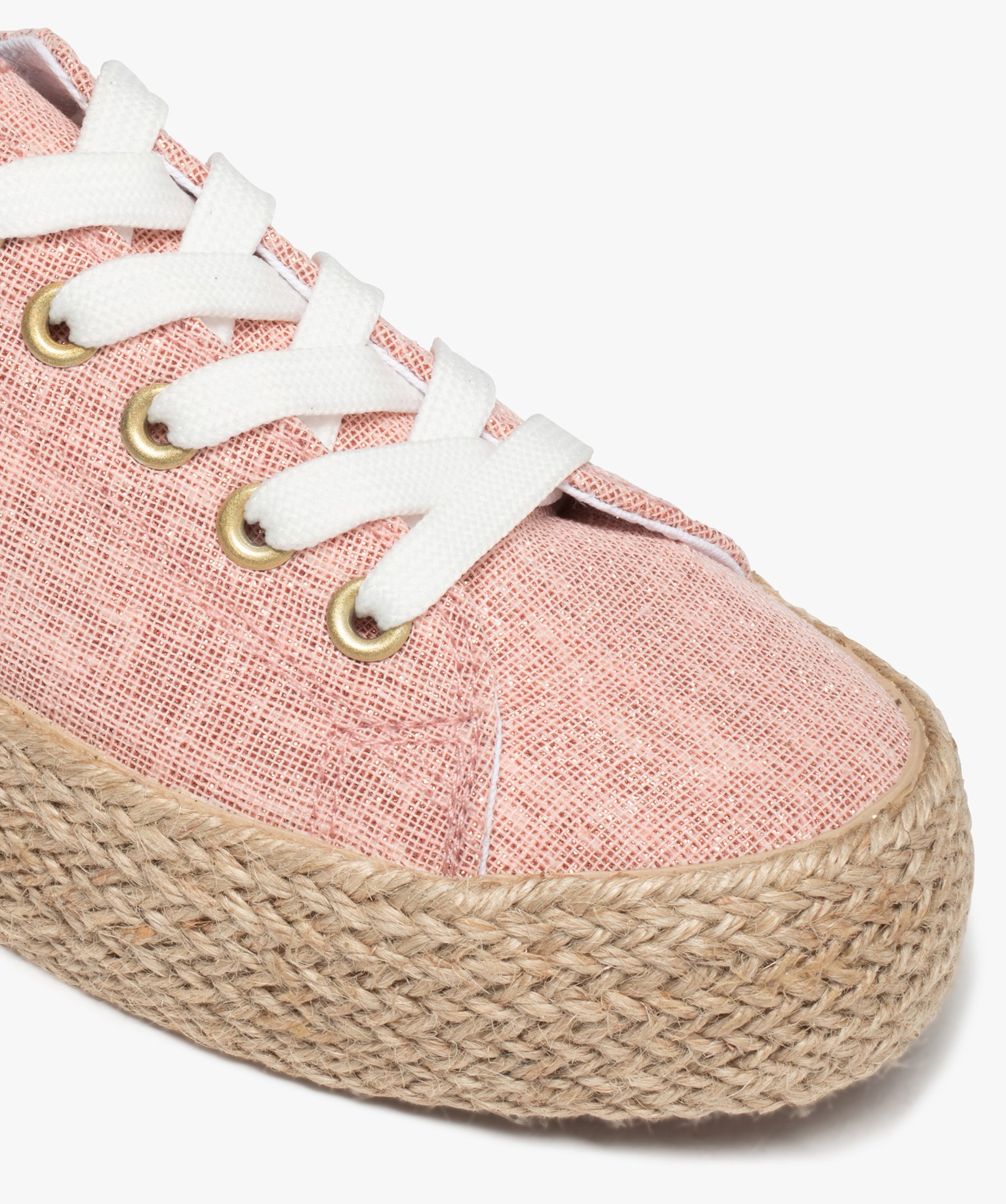 Tennis fille en toile à semelle plateforme en cordelette rose | GEMO