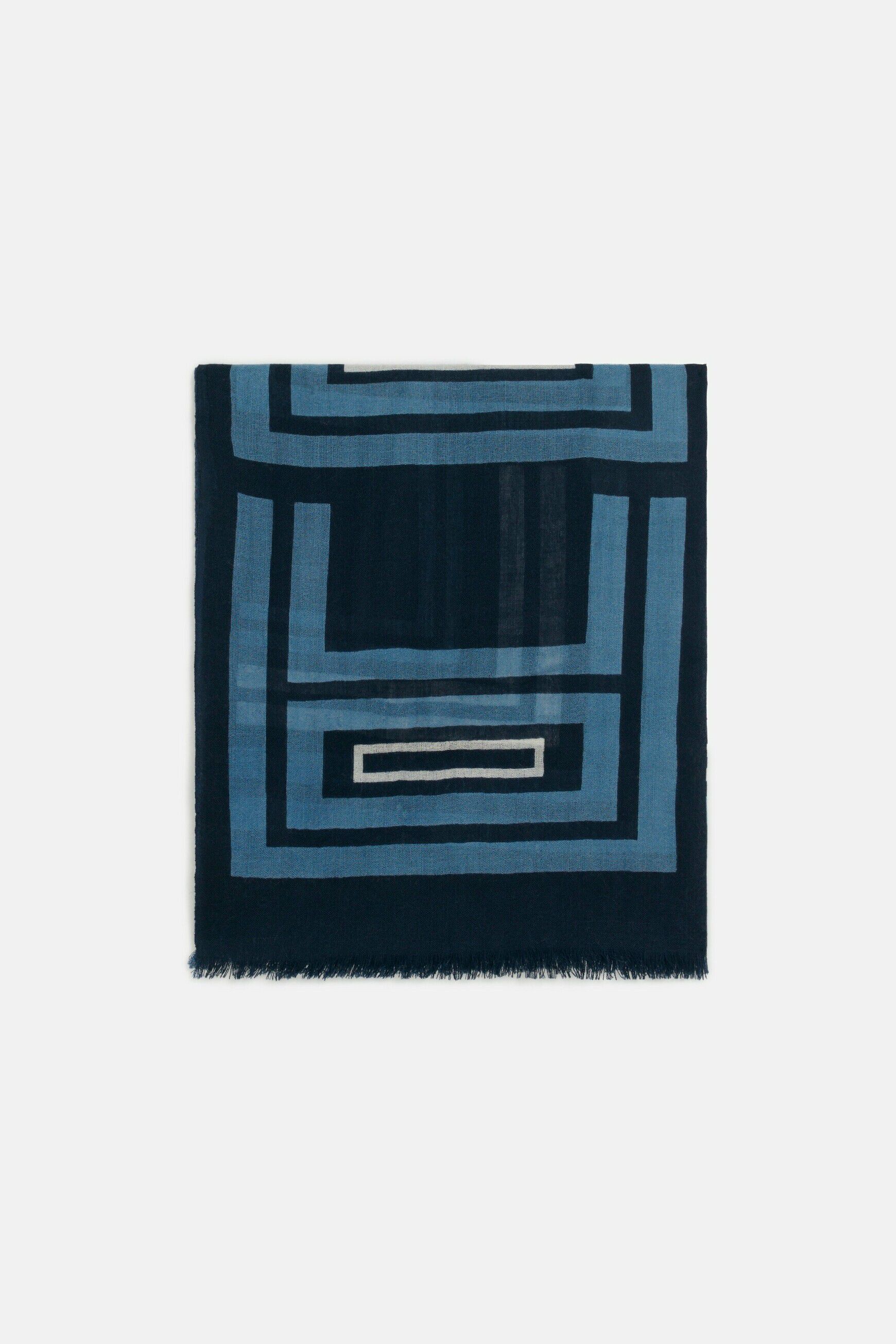 Foulard caroll bleu marine femme