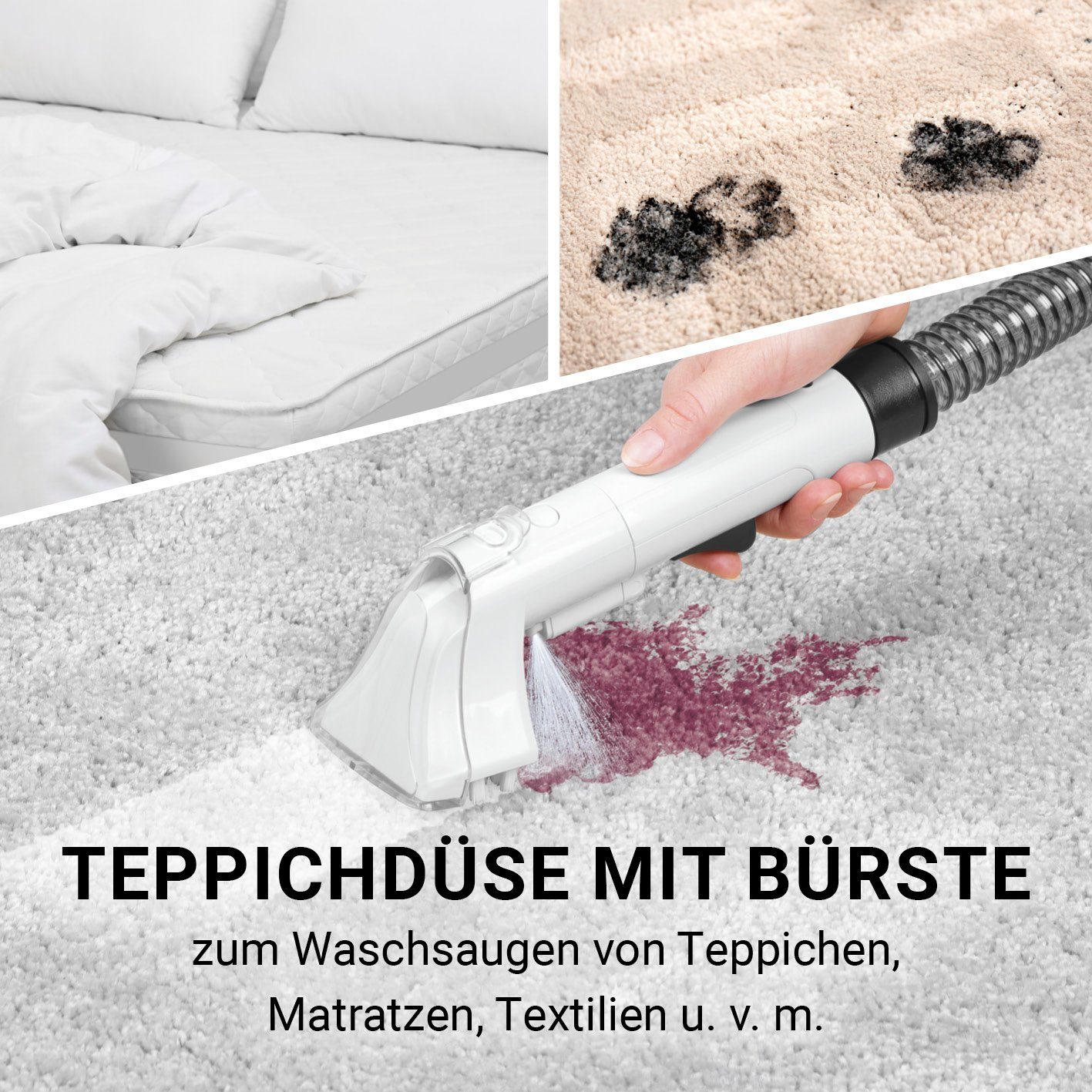 N8WERK Nass-Trocken-Sauger Waschsauger Teppichreiniger Portable Clean, 400 W, Saugwischer Nasssauger Staubsauger