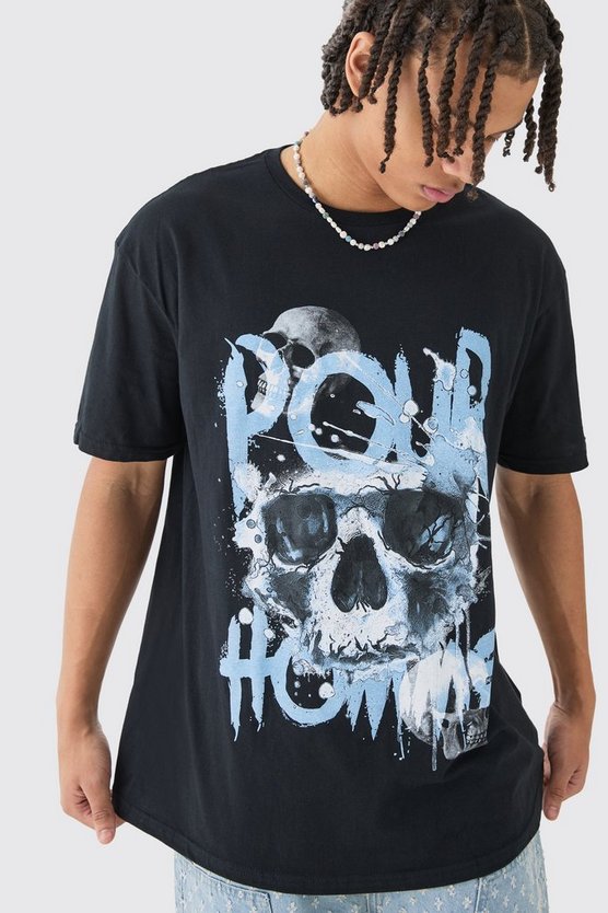 Oversize T-Shirt mit Pour Homme Totenkopf-Print