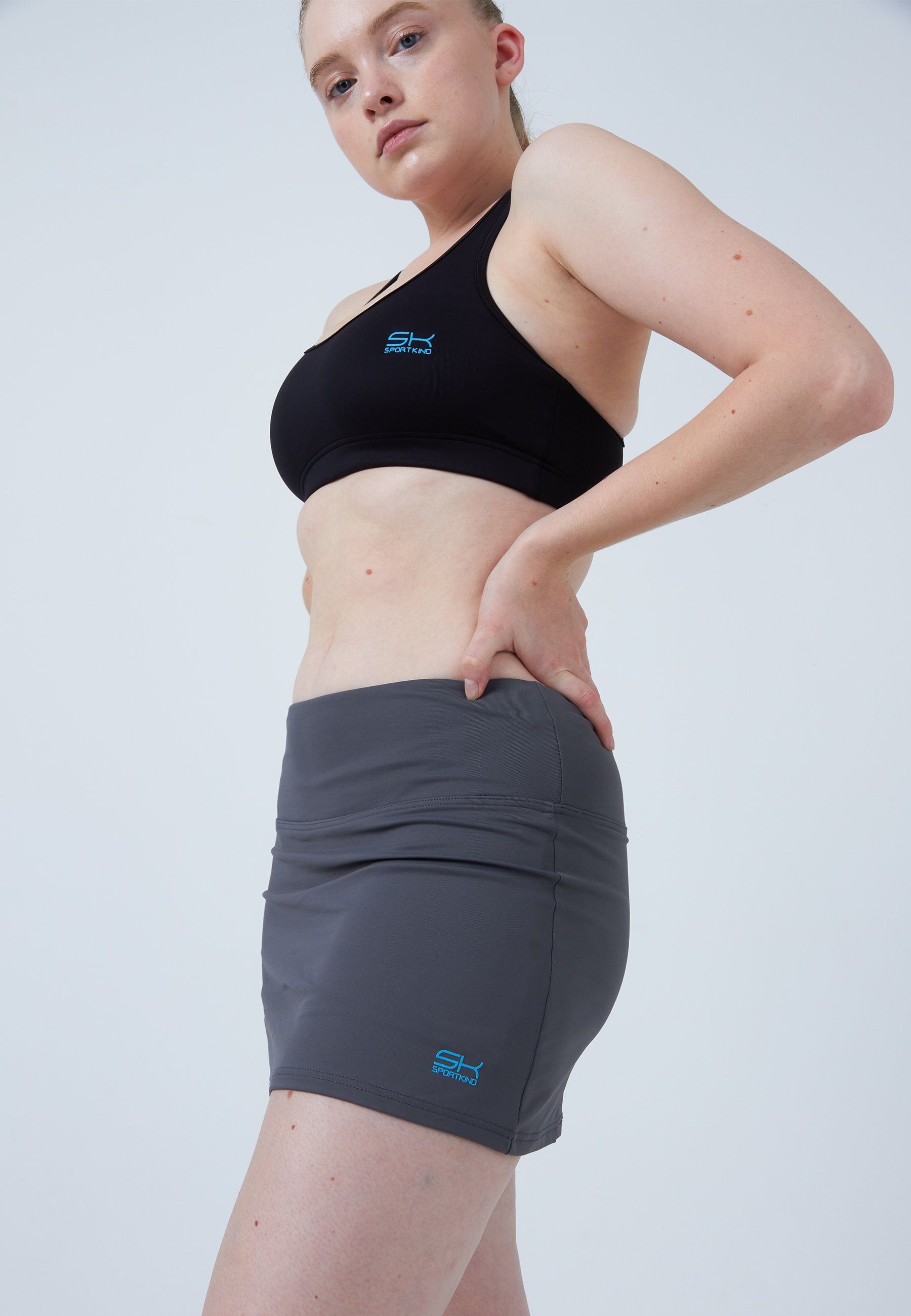SPORTKIND Tennisrock Basic Tennis Skort Mädchen & Damen grau