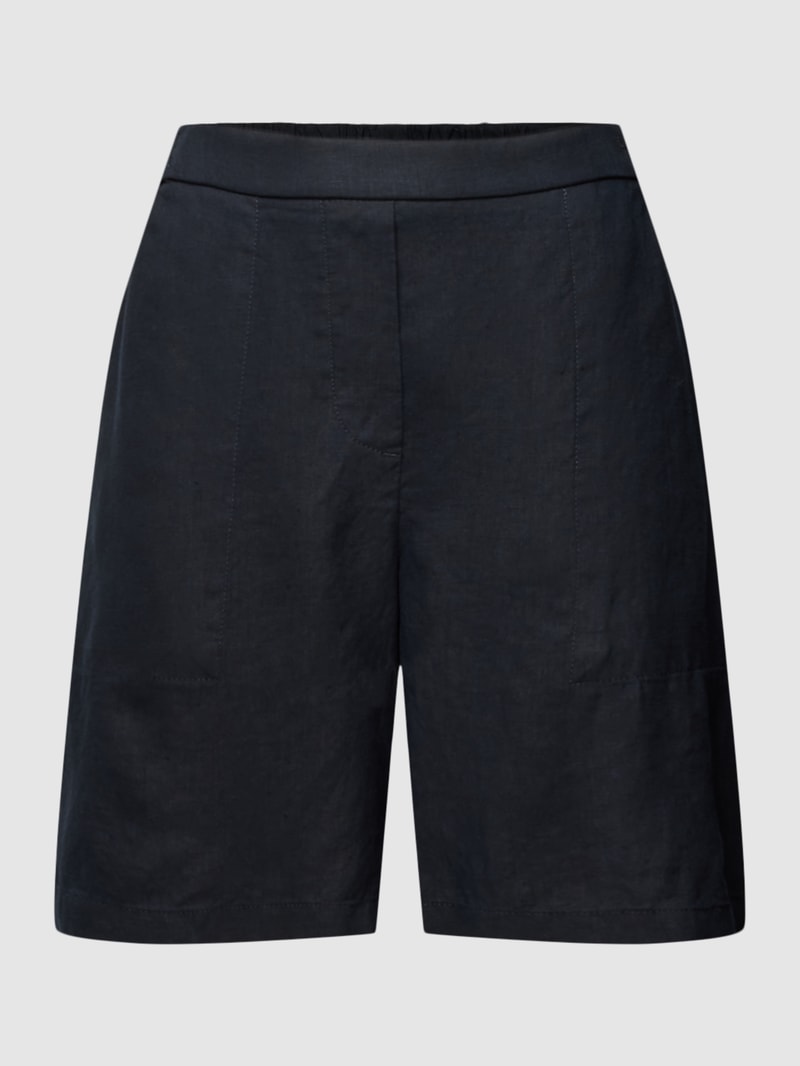 Shorts aus Leinen mit Paspeltasche am Gesäß in marineblau