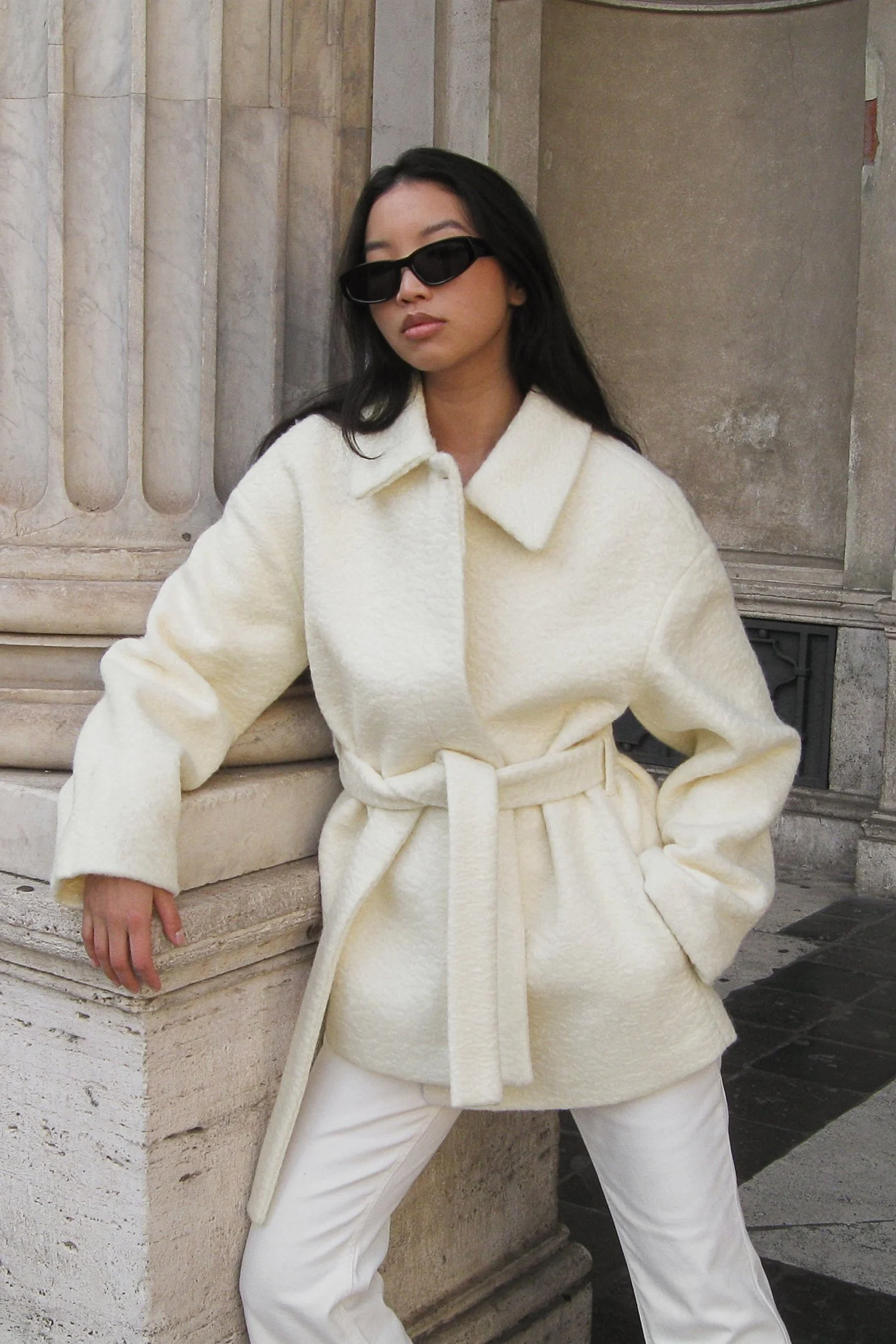Strukturierte Jacke mit Gürtel