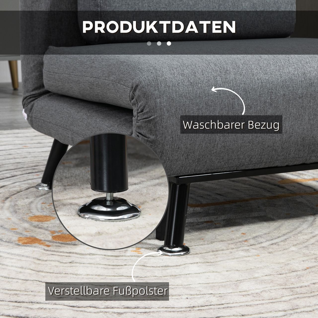 HOMCOM Klappbett Schlafsessel Gästebett Schlafsofa mit Verstellbar Rückenlehne