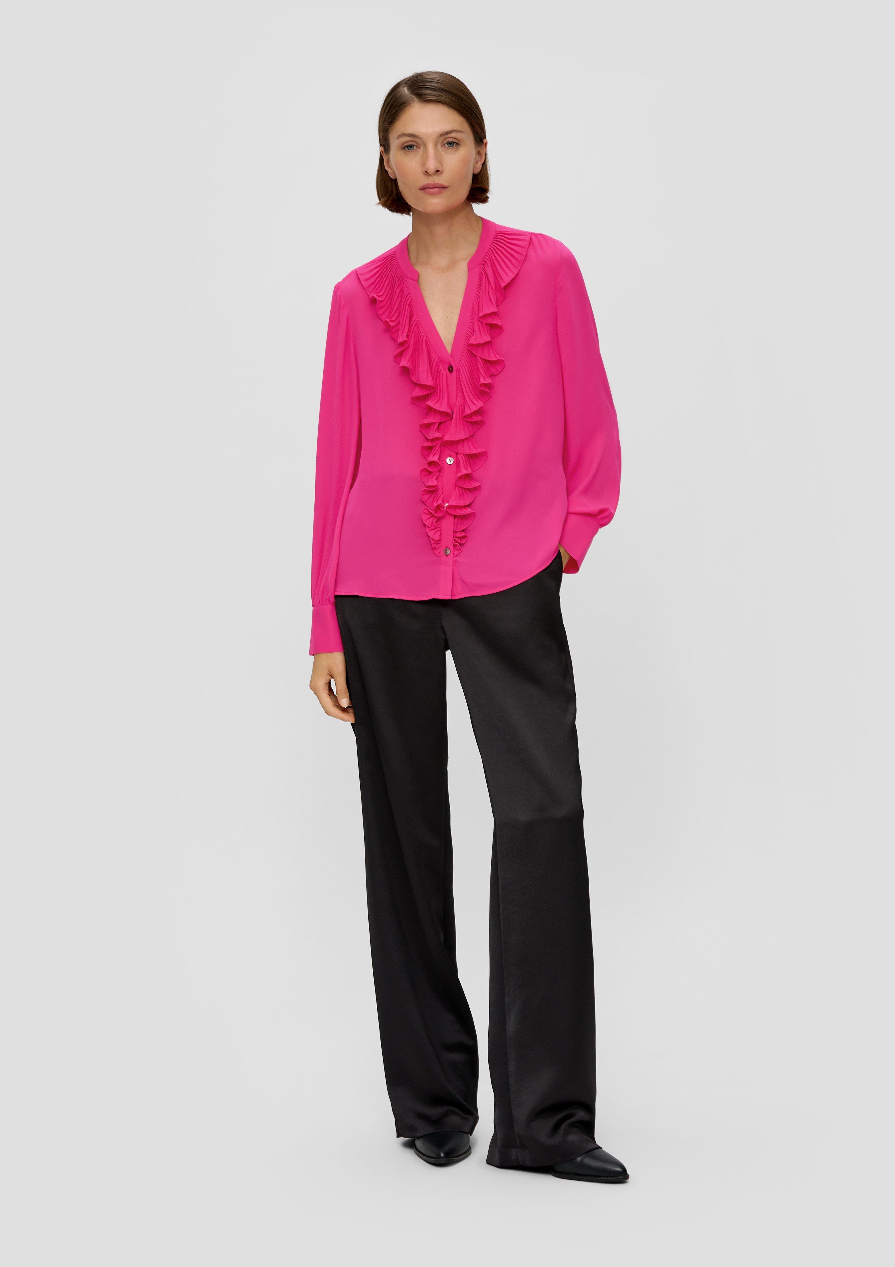 Crêpe-Bluse mit plissierten Volants  2139580-4528