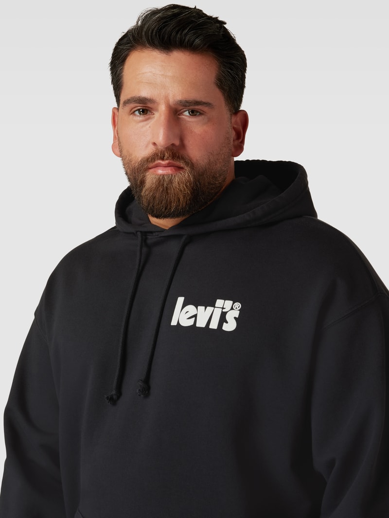 PLUS SIZE Relaxed Fit Hoodie mit Label-Print in schwarz