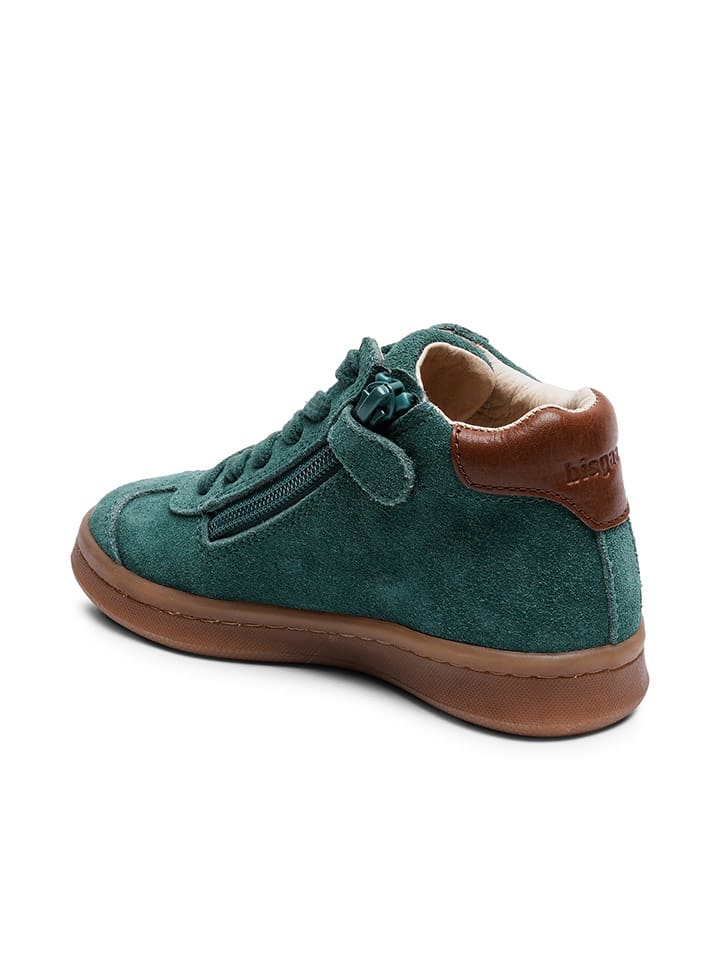 bisgaard Leder-Sneakers in Grün/ Grau/ Hellbraun günstig kaufen