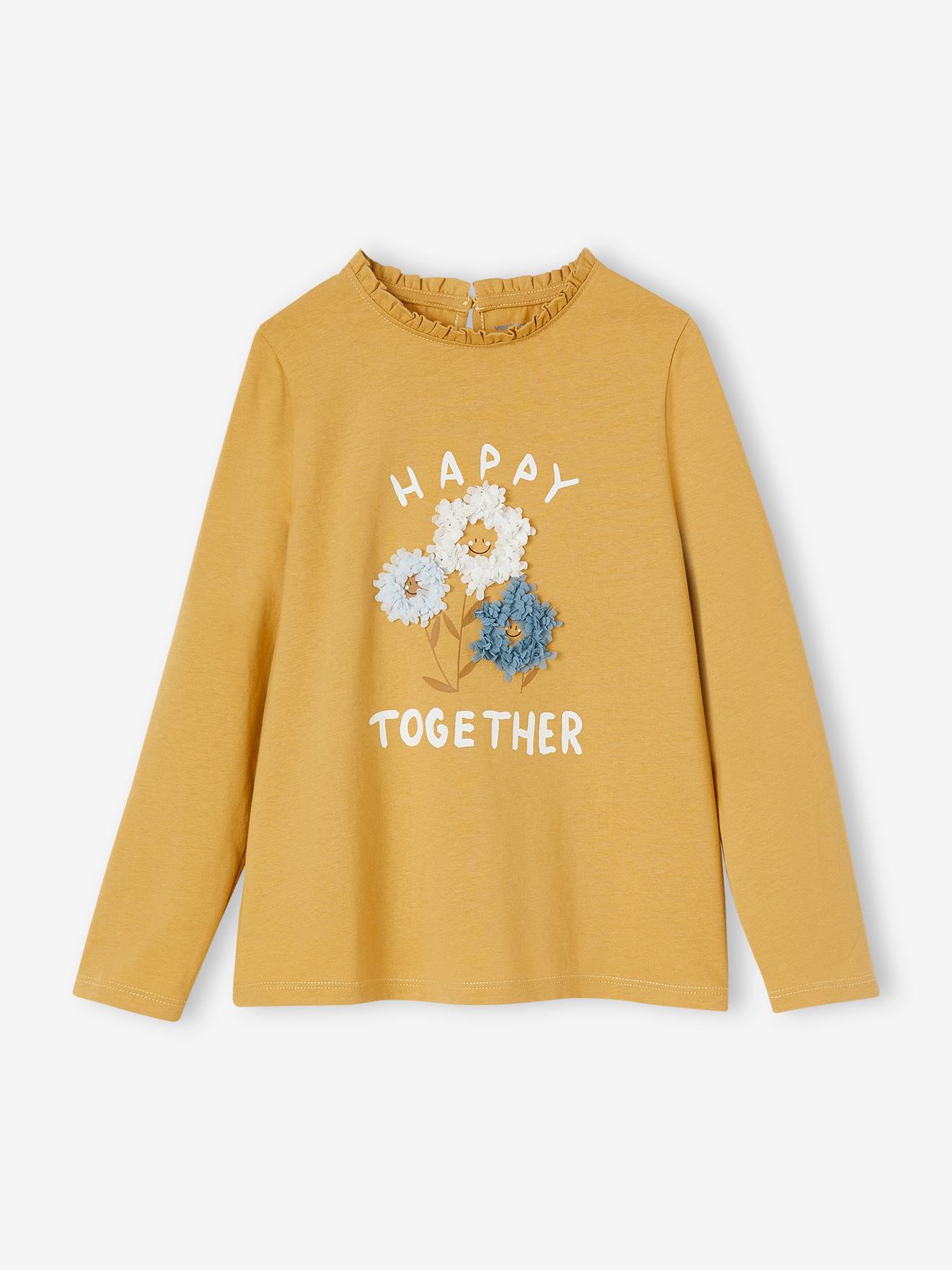 Vertbaudet Mädchen Shirt mit Rüschendetails - wollweiß