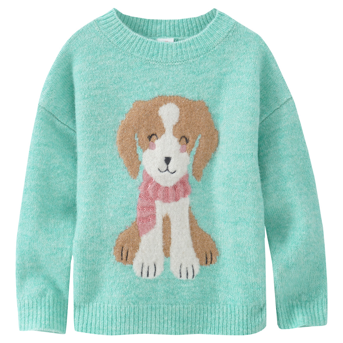 Mädchen Strickpullover mit Hund-Applikation