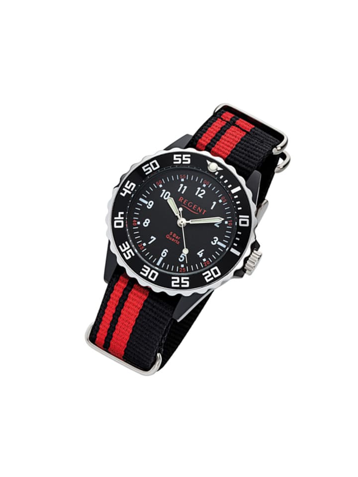 Regent Analog-Armbanduhr Regent Kinderuhren schwarz, rot mittel (ca. 33mm) günstig kaufen onesize