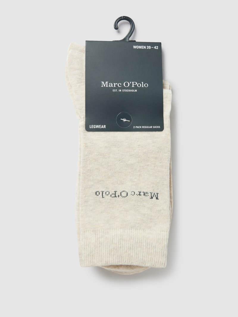 Socken mit Label-Detail im 2er-Pack Modell 'Valentina' in beige meliert