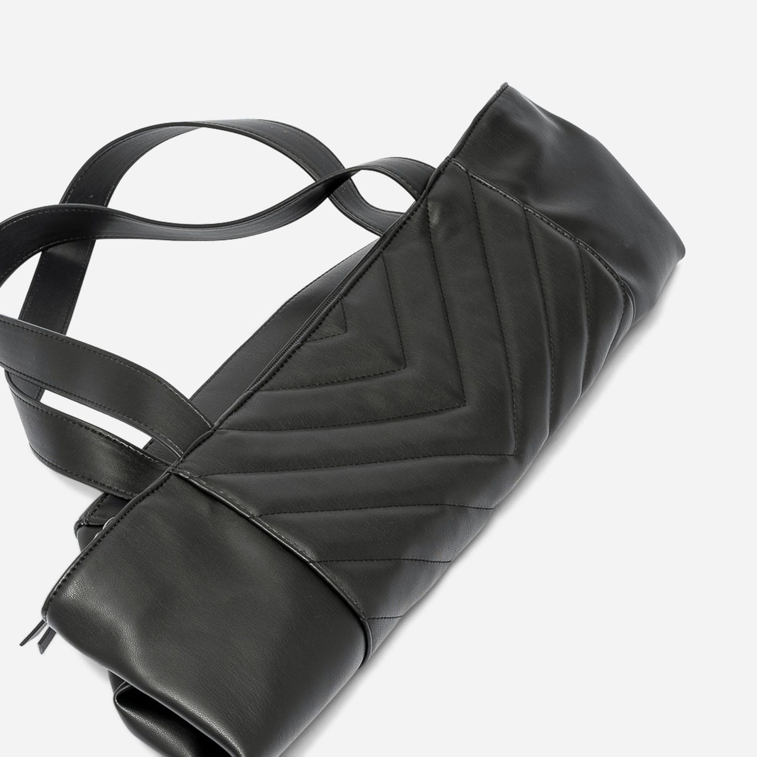 Sac cabas TEXTO noir matelassé chevrons