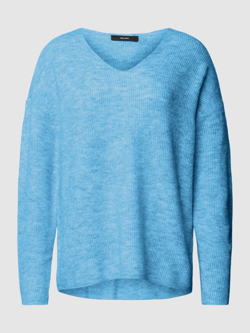 Strickpullover mit Strukturmuster Modell 'CREWLEFILE' in blau
