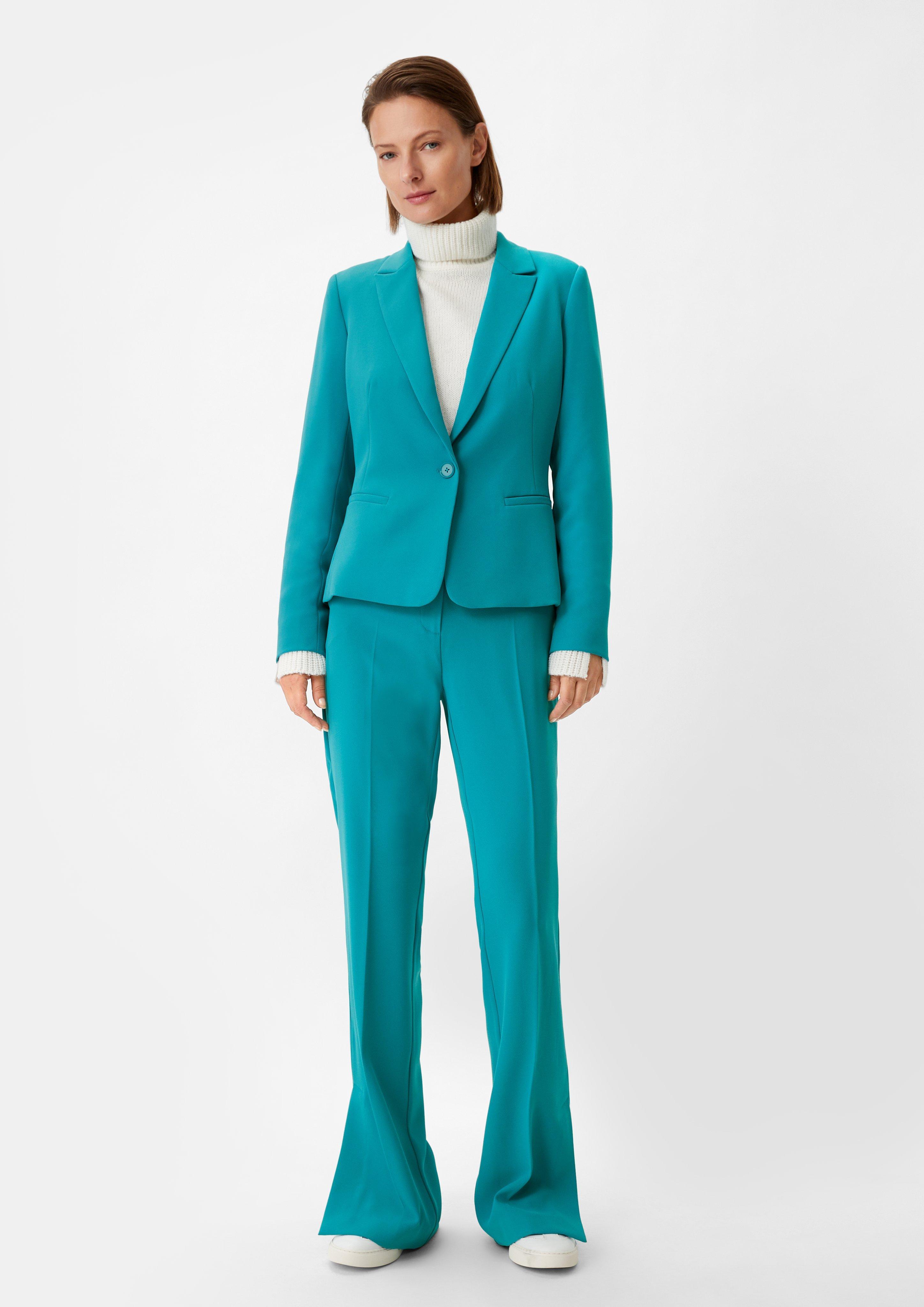 Blazer mit Crêpestruktur - türkisblau