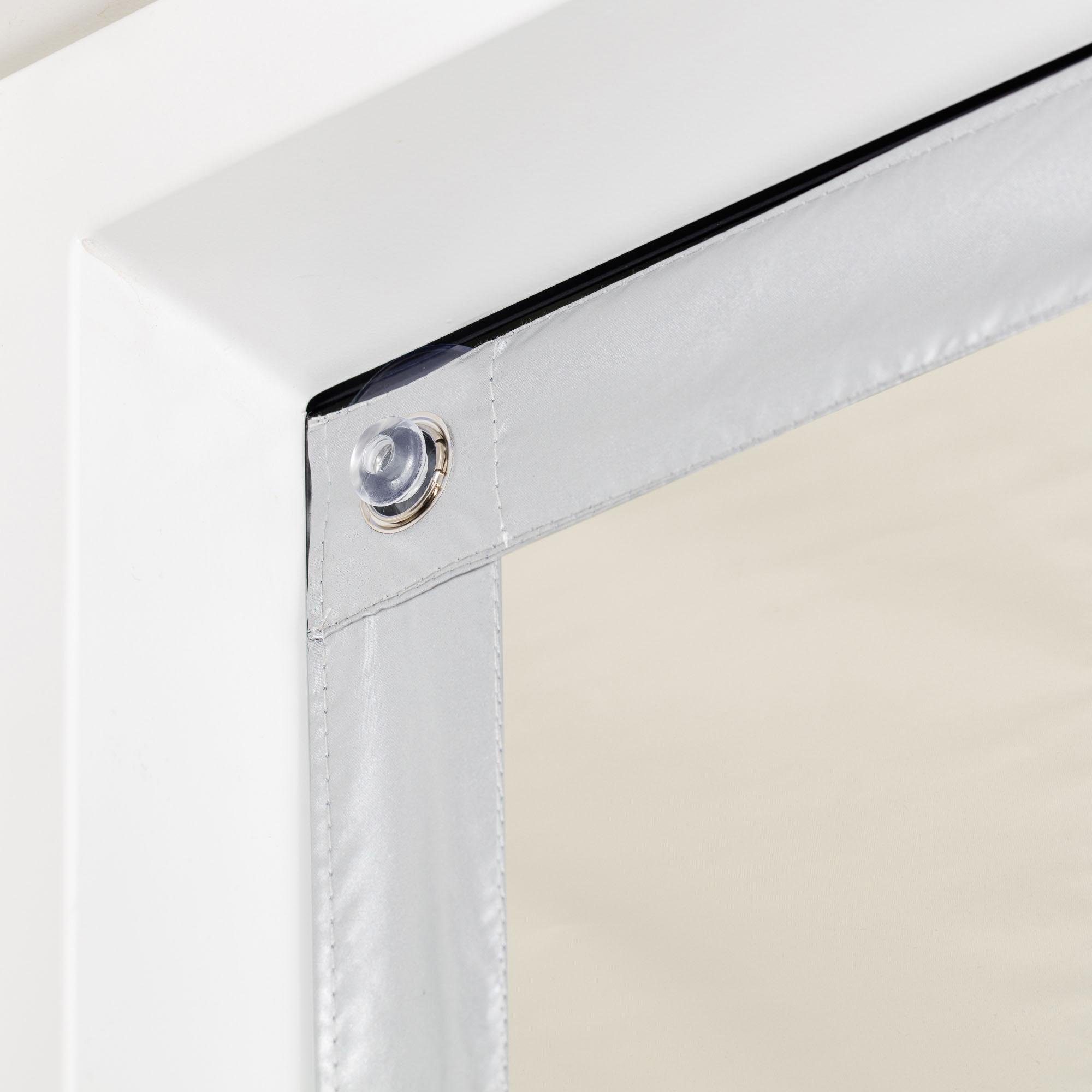 Dachfensterrollo Haftfix Hitzeschutz Abdunkelung, LICHTBLICK ORIGINAL, verdunkelnd, ohne Bohren, verspannt, Haftfix, mit Thermobeschichtung, mit Saugnapf