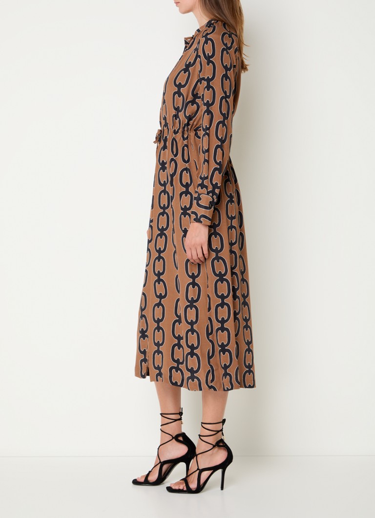Rochie tunică midi Sisley, cu manșete și crăpătură.