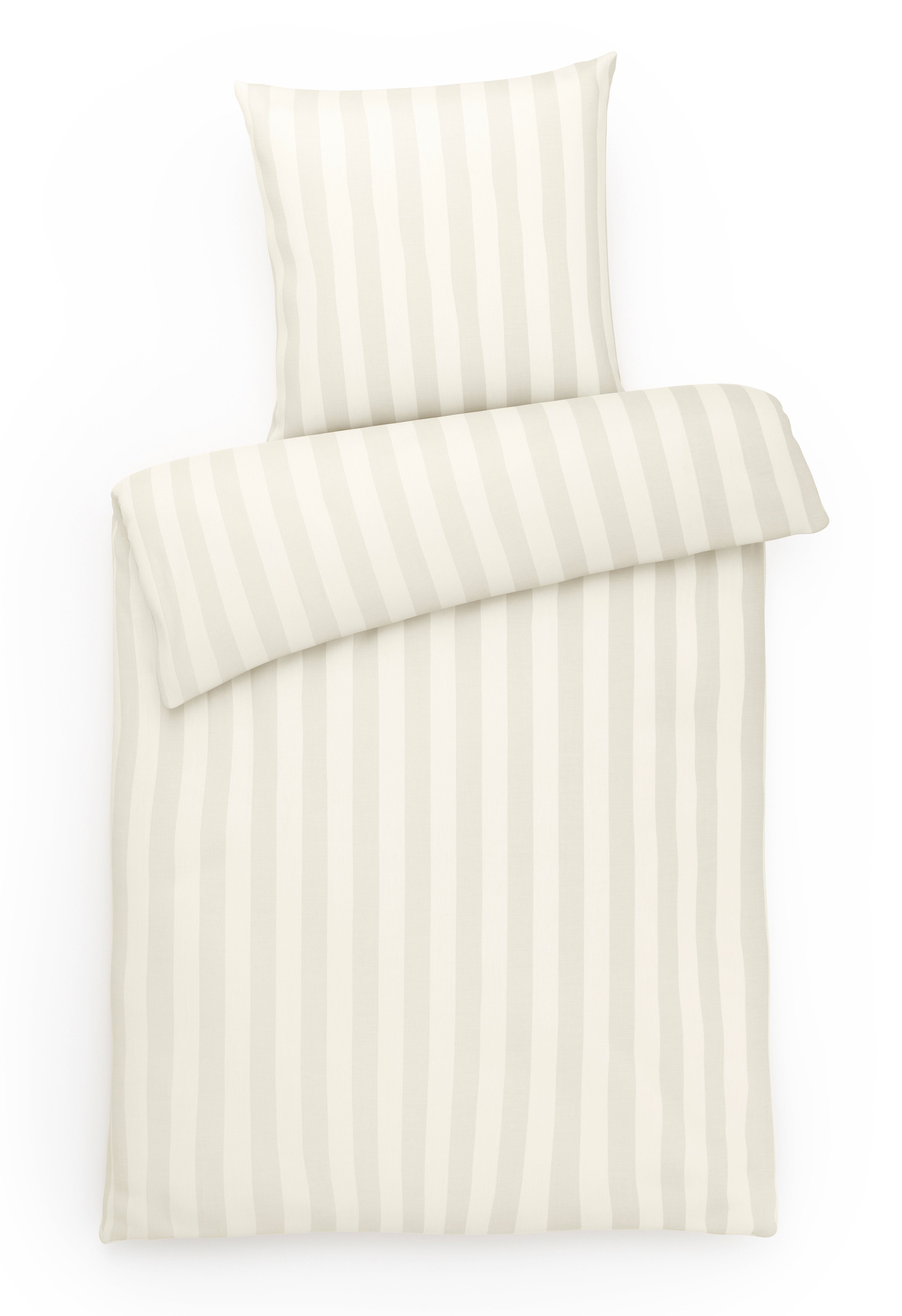 Bettwäsche Mako-Brokat Damast Bettwäsche gestreift Bettbezug Set MADE IN GERMANY, Carpe Sonno, Damast, 2 teilig, Damast Bettwäsche 135x200 Streifen Bettwäsche Creme