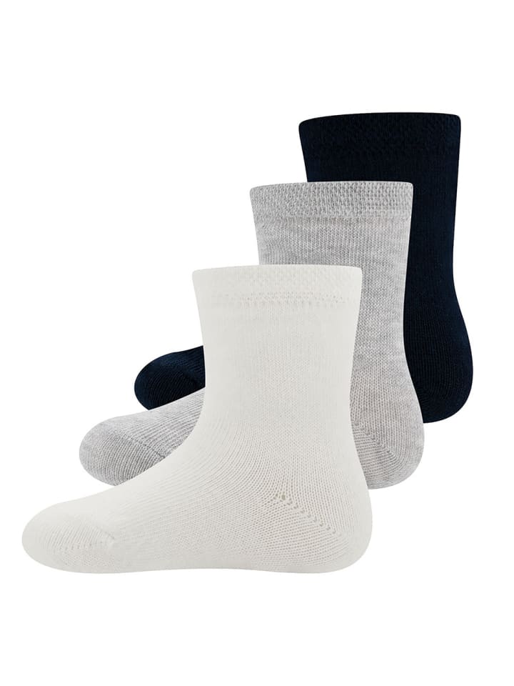 ewers 3er-Set Socken GOTS Uni in marine - latte - grau günstig kaufen