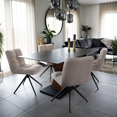 HOME DELUXE Esszimmerstuhl drehbar 2er - 8er Set NODA (2 St), Gestell aus Edelstahl, Küchenstuhl, Bürostuhl