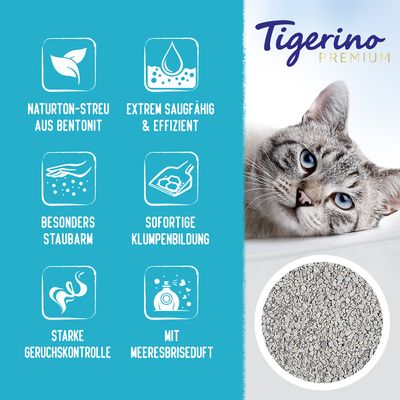Tigerino Premium Katzenstreu – Meeresbrise-Duft