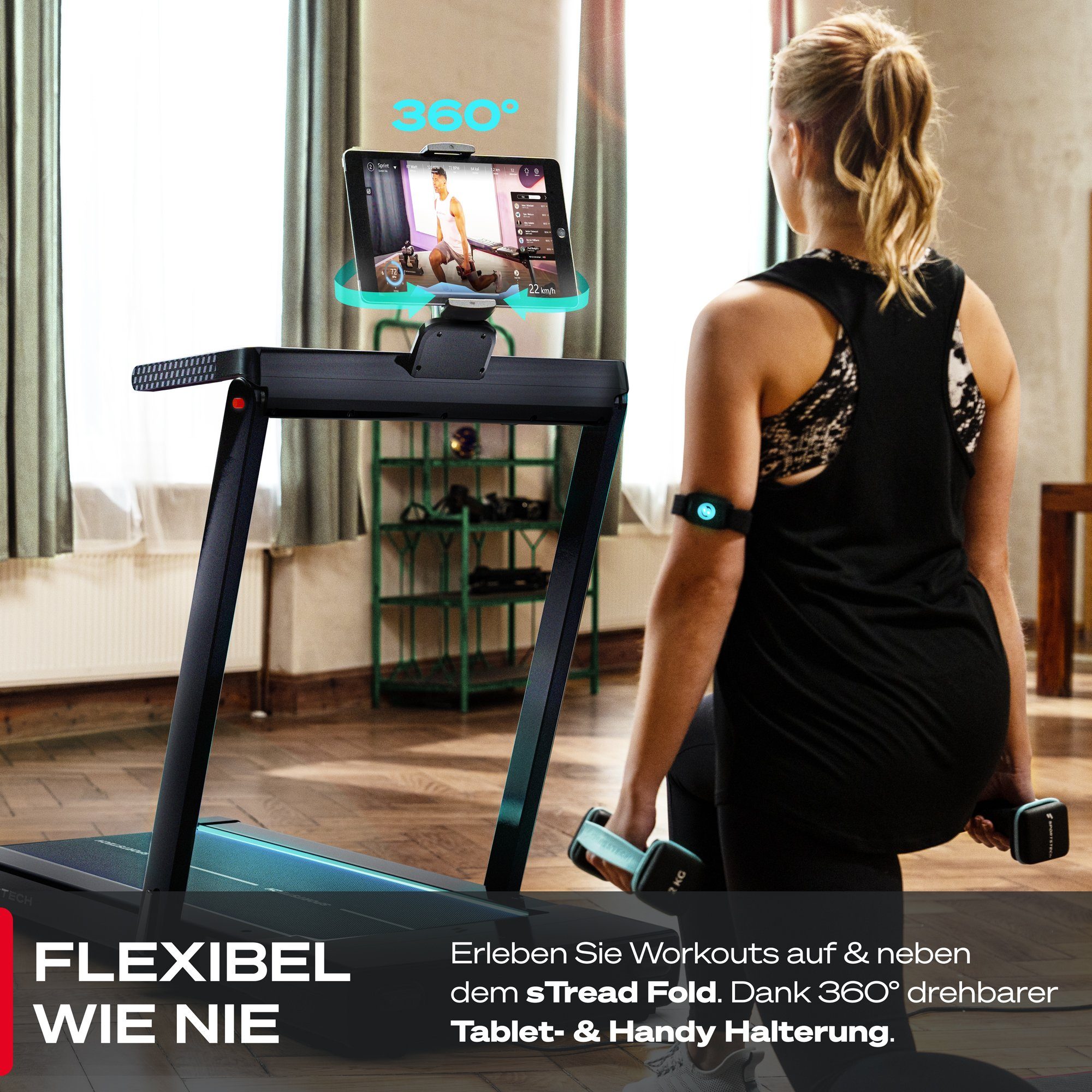 Sportstech Laufband sTread_Fold, 2-in-1 Klappfunktion
