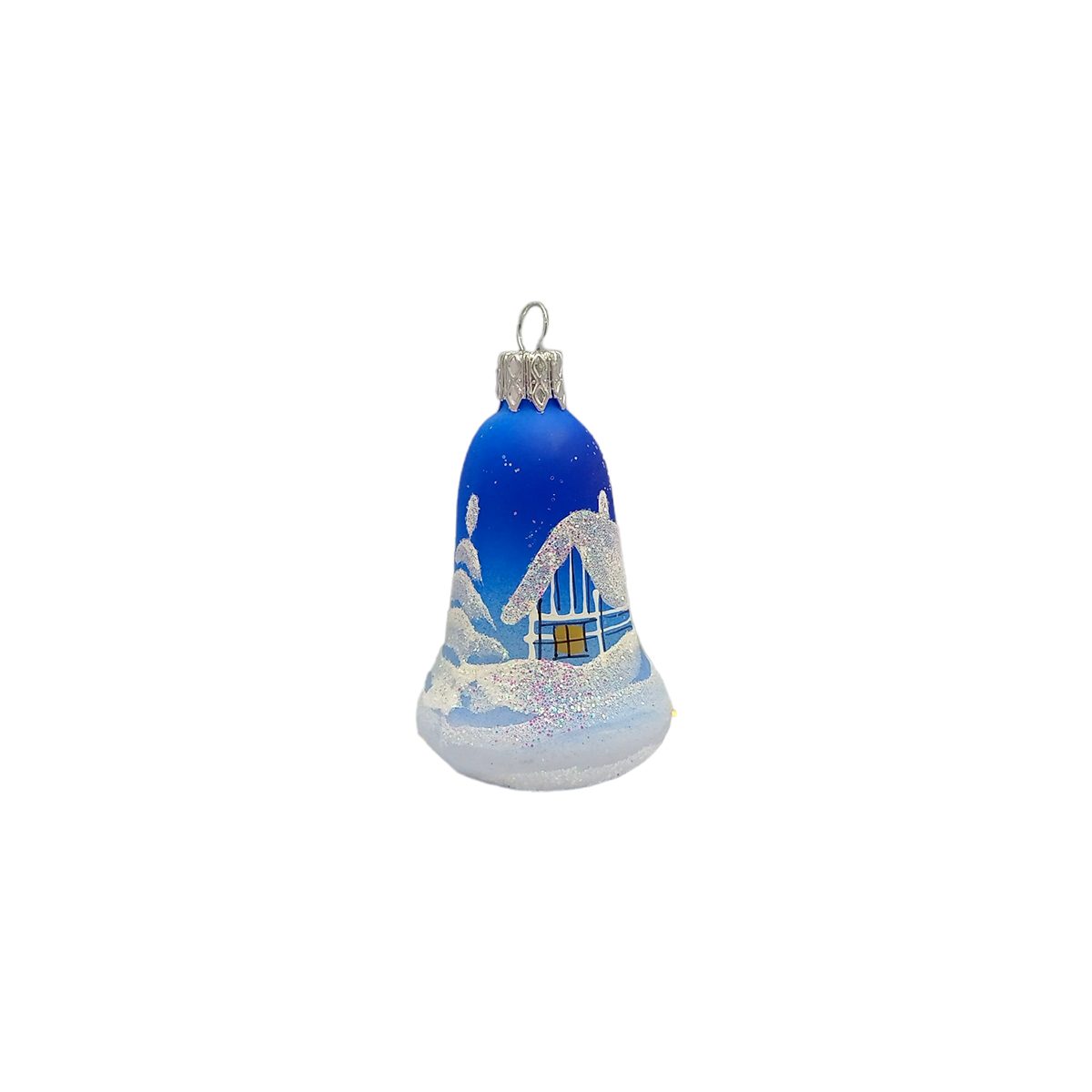Nostalgie Christbaumschmuck Thüringen Christbaumschmuck SET Christbaumschmuck Glas BLAU - WEIß Haus (39-tlg)