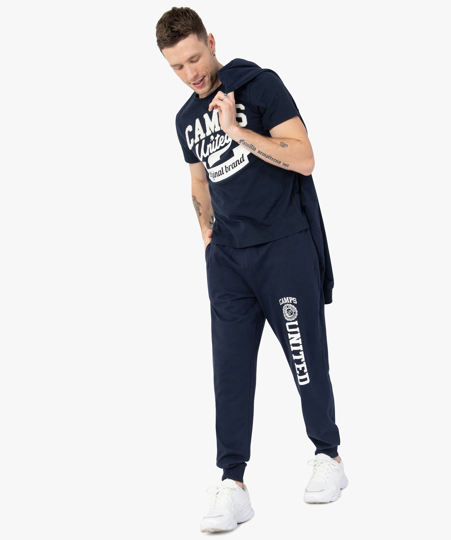 Pantalon de jogging homme avec inscription – Camps United bleu | GEMO