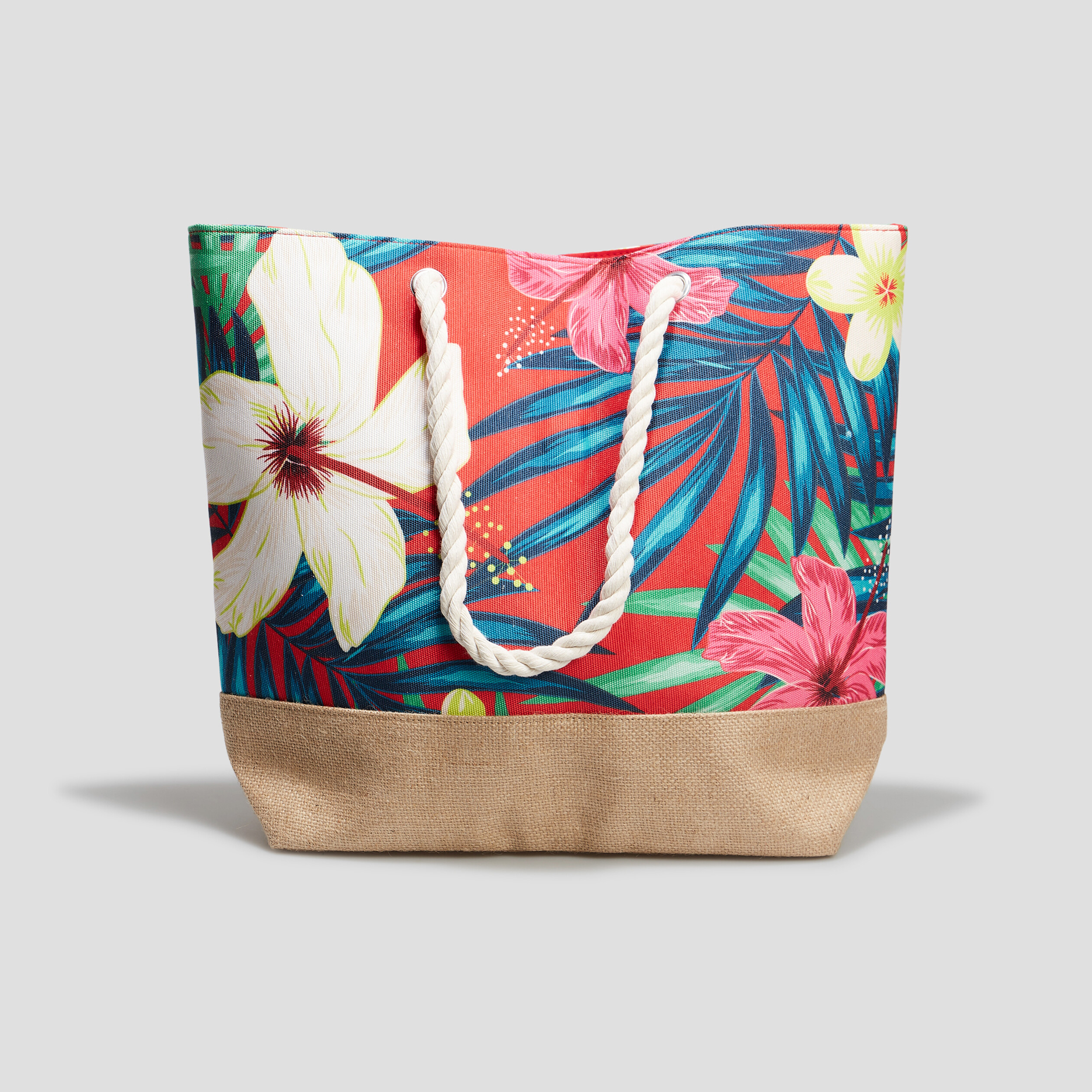 Sac cabas rectangulaire anses en corde multicolore femme | La Halle